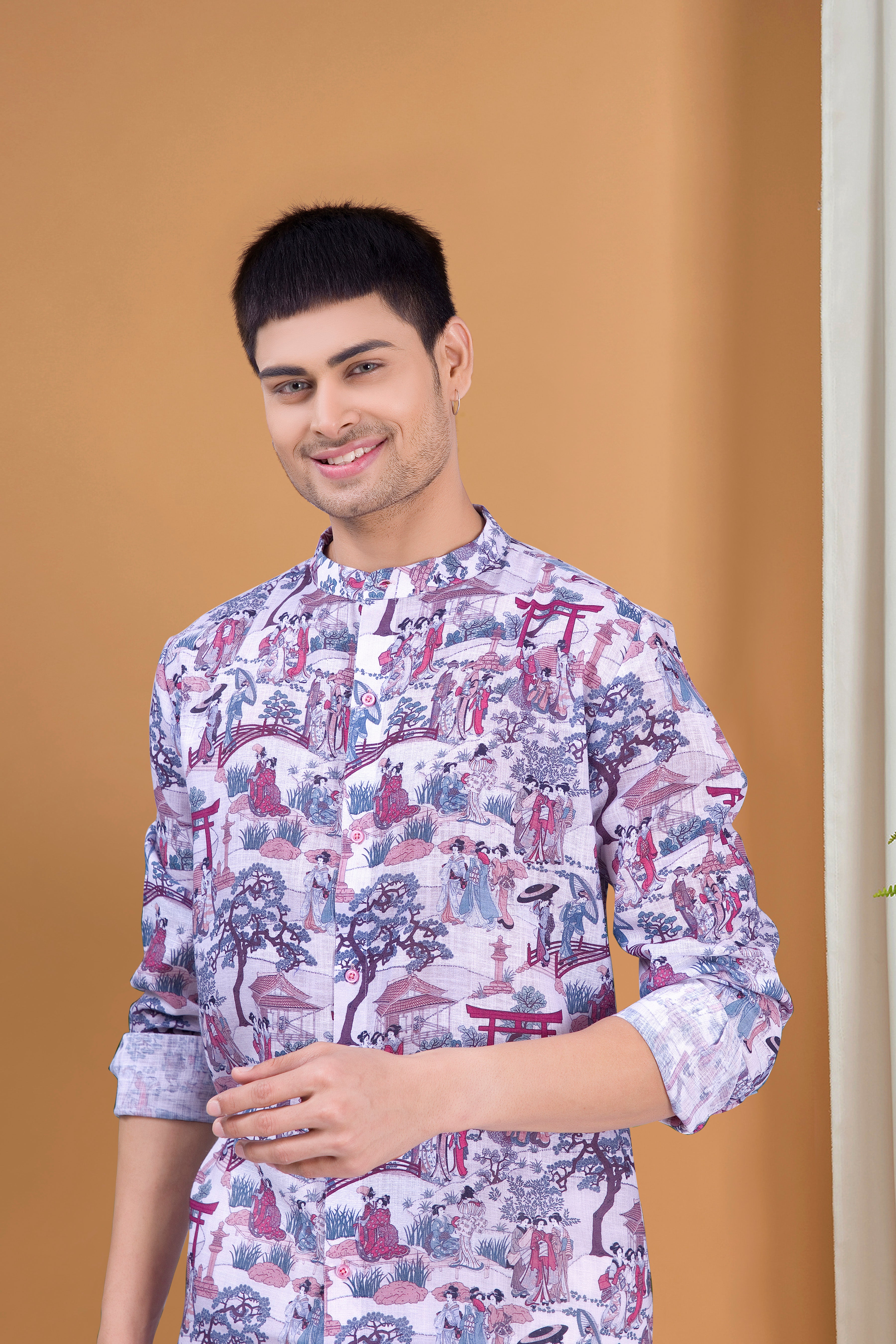 Voilet Purple Tropical Paradise Kurta Peshawari Set