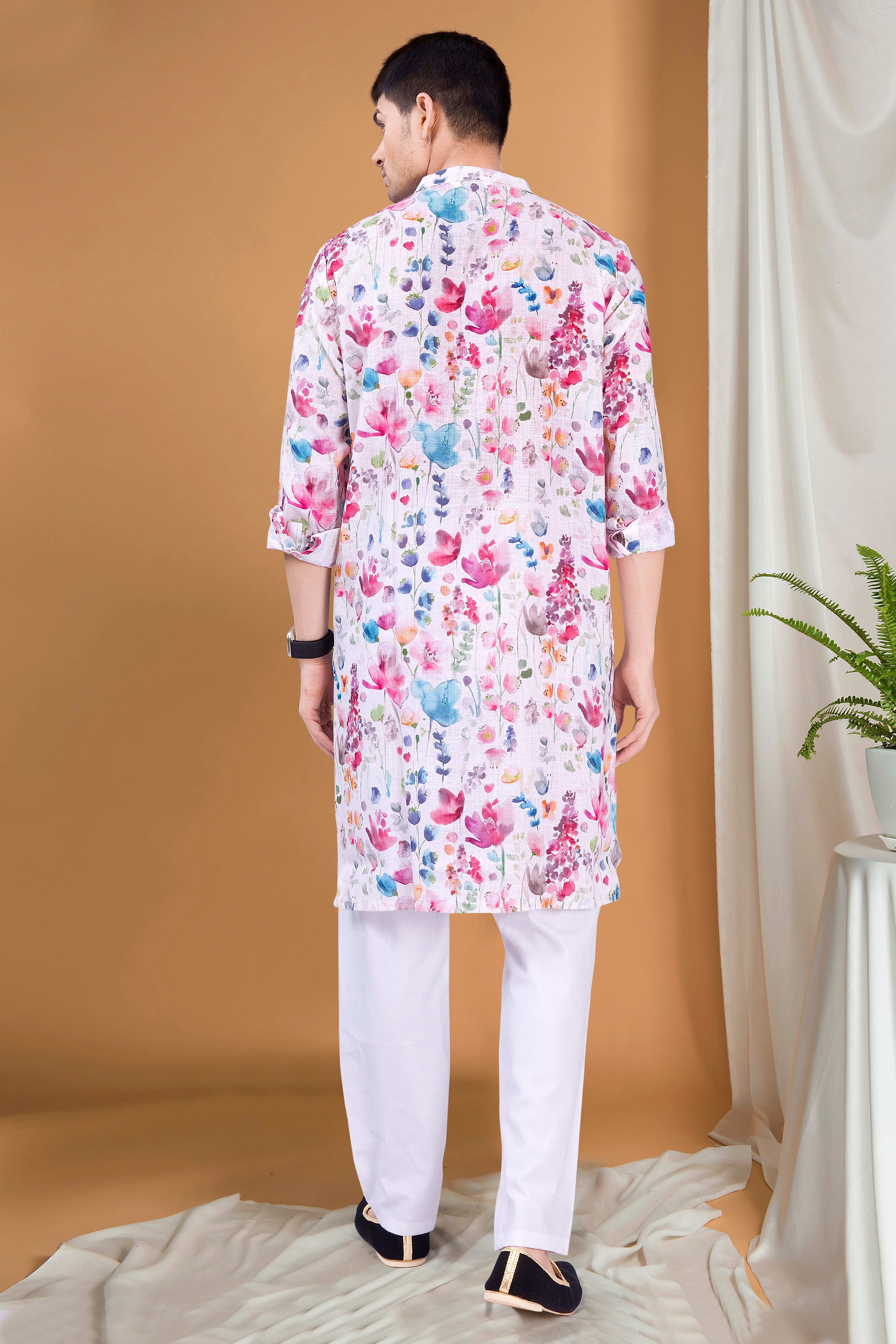 Butter Cream Tropical Paradise Cotton Kurta