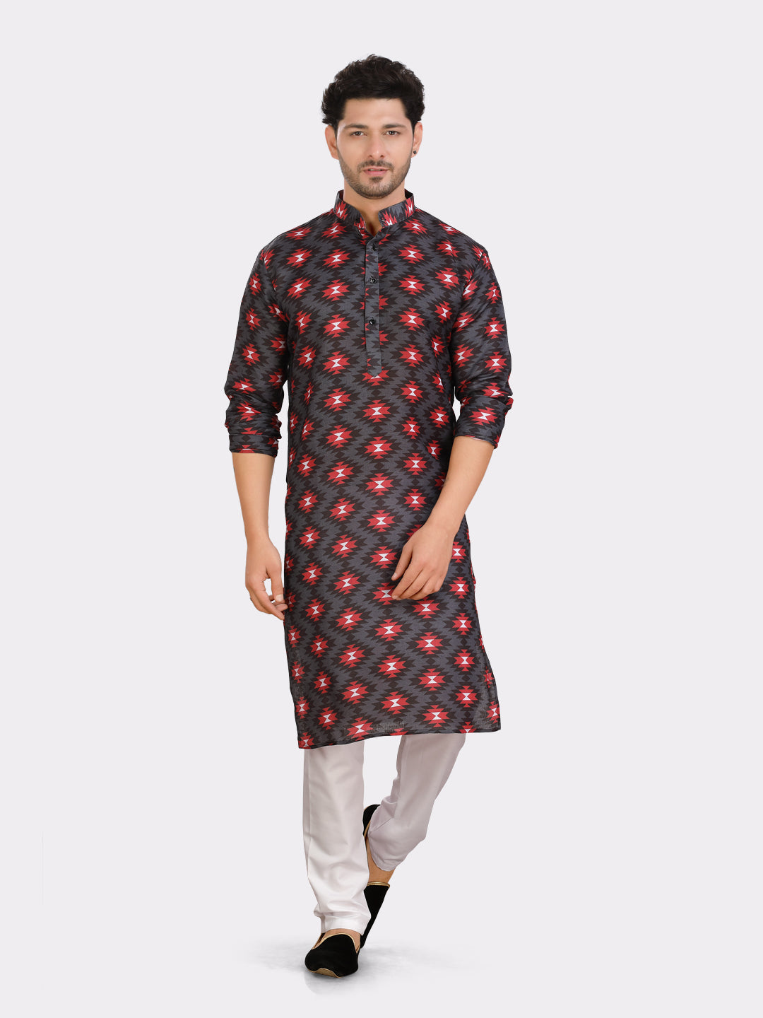 Jade Black Cotton Printed Kurta
