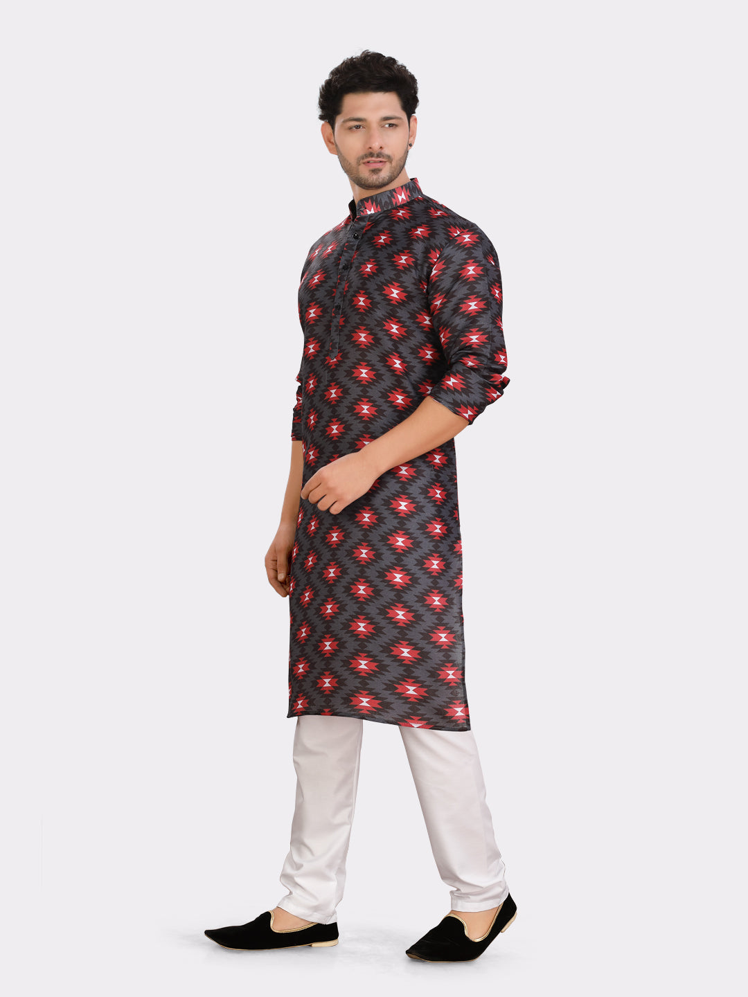 Jade Black Cotton Printed Kurta