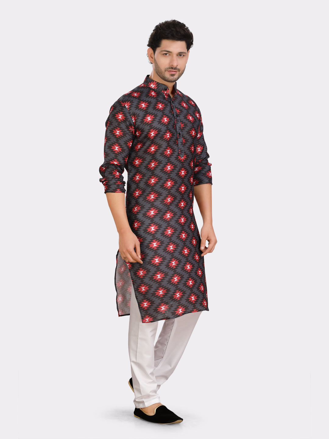Jade Black Cotton Printed Kurta