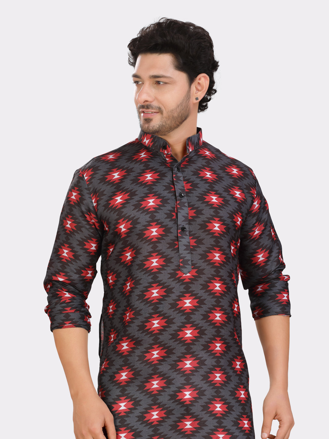 Jade Black Cotton Printed Kurta