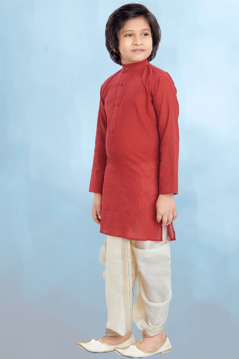 Barn Red Cotton Kurta Pitambari Dhoti Suit