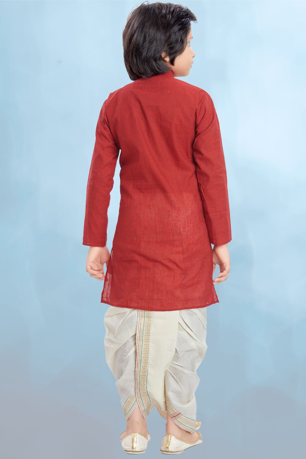 Barn Red Cotton Kurta Pitambari Dhoti Suit