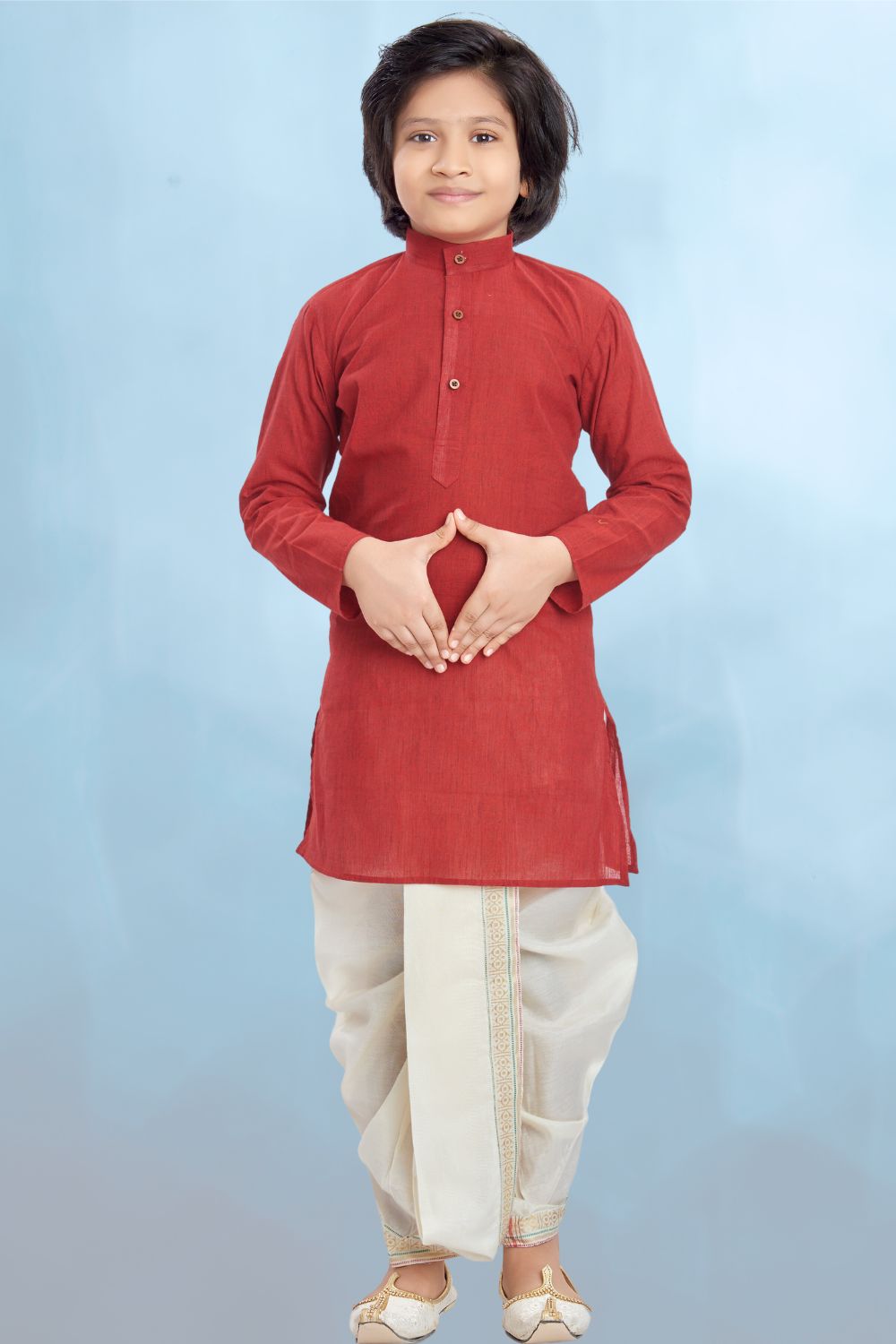 Barn Red Cotton Kurta Pitambari Dhoti Suit