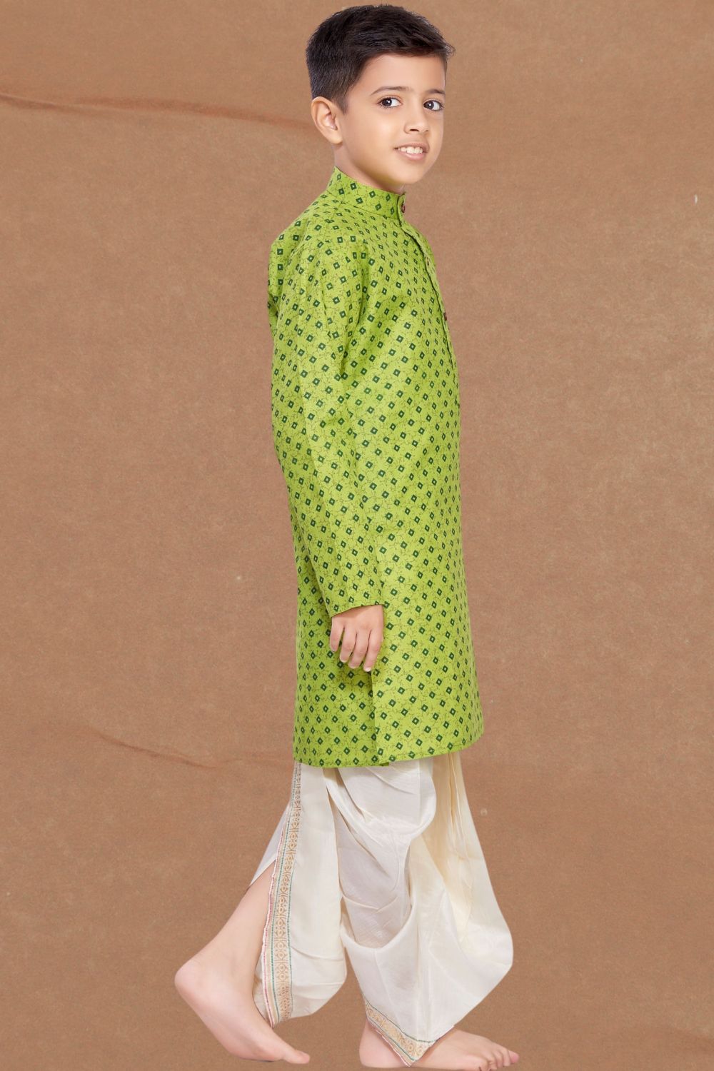 Tropical Green Printed Kurta Pitambari Dhoti Suit