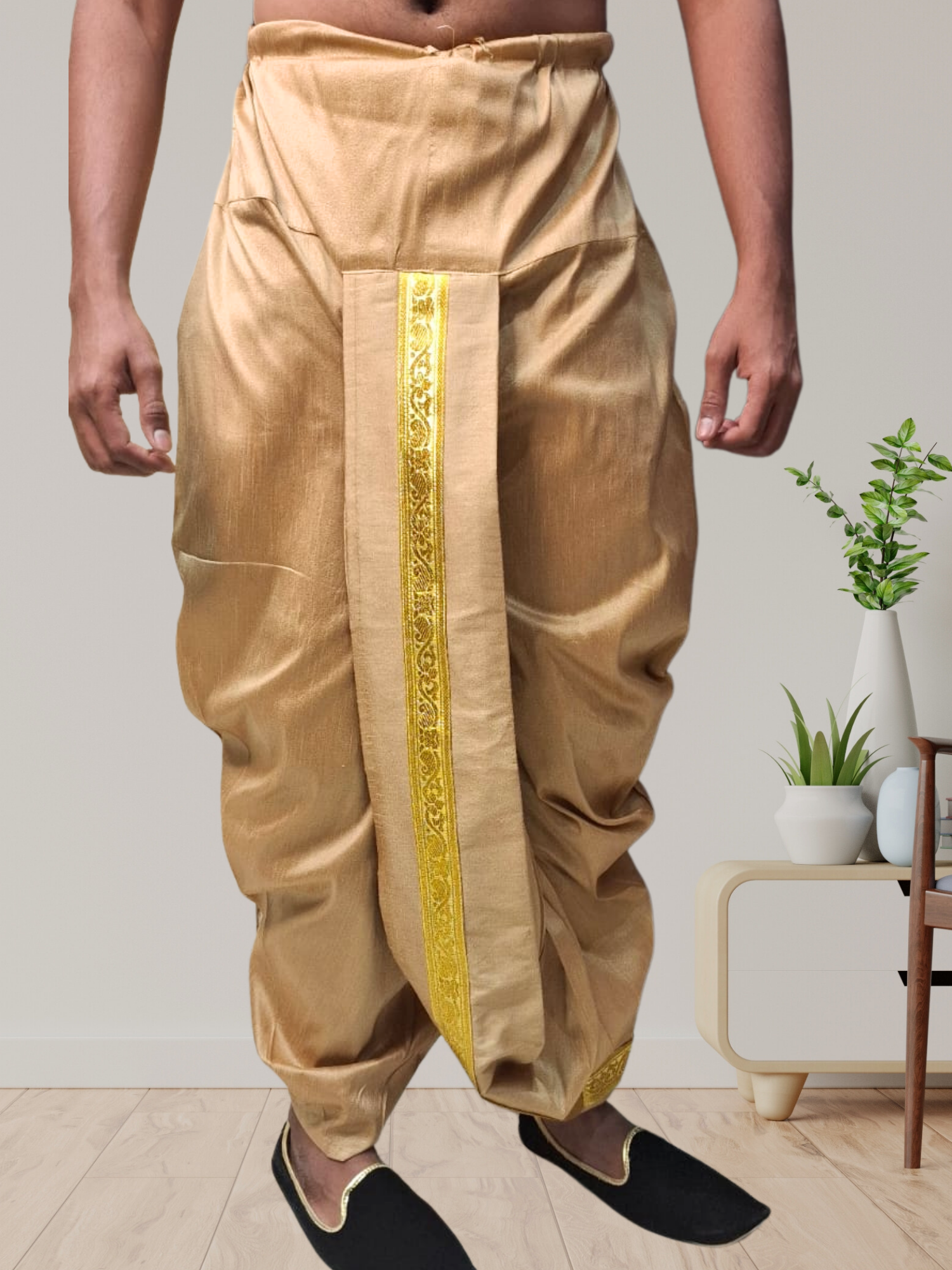 Barn Red Silk Printed Kurta and Matching Dhoti