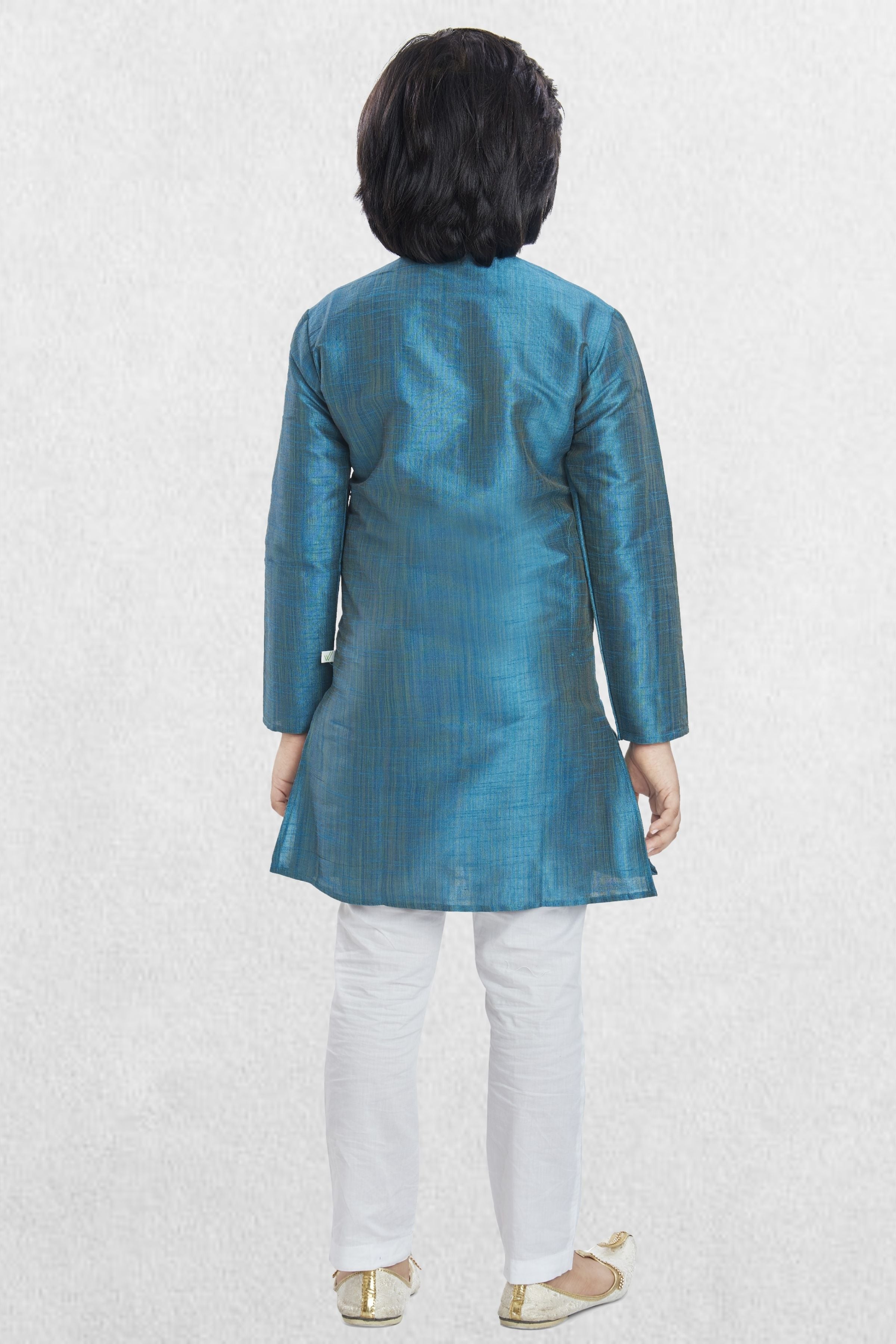 Tropical Green Solid Cotton-Silk Kurta Pajama Suit