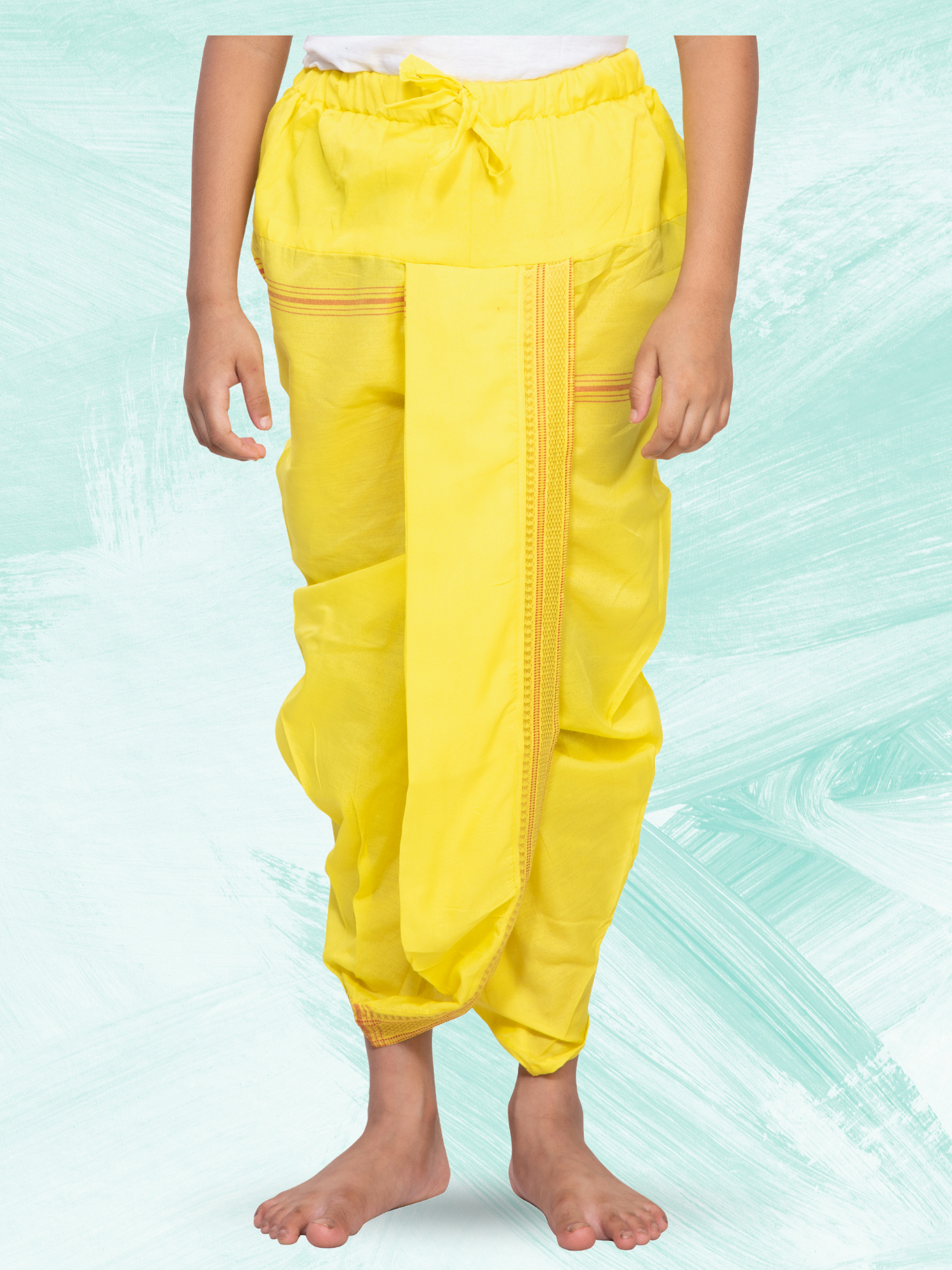 Yellow Pitambari Dhoti Ready To Wear Cotton Silk Dhoti