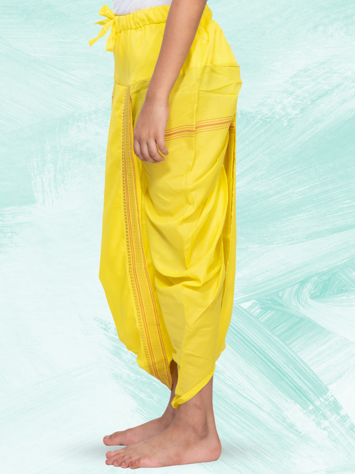 Yellow Pitambari Dhoti Ready To Wear Cotton Silk Dhoti
