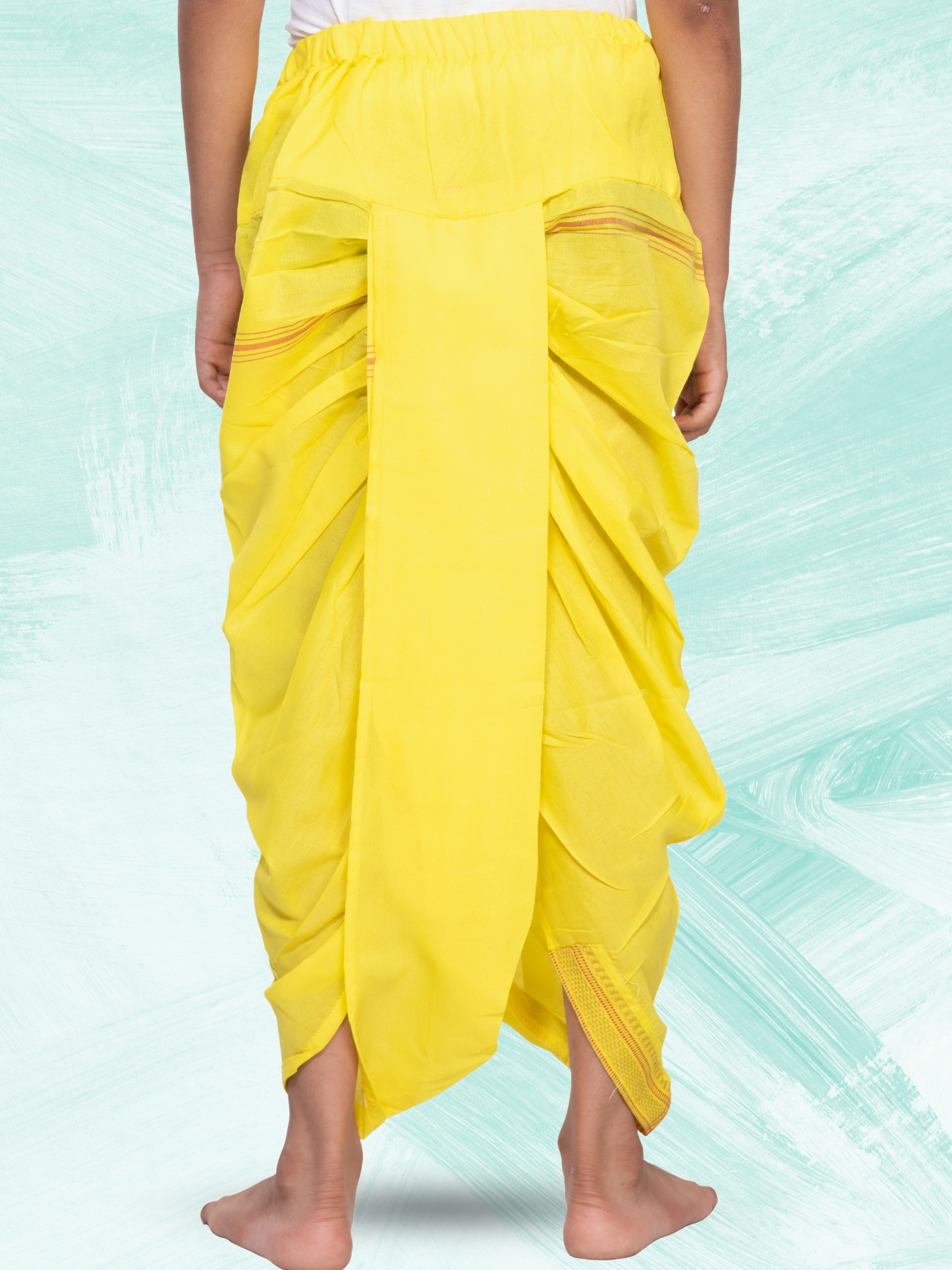 Yellow Pitambari Dhoti Ready To Wear Cotton Silk Dhoti