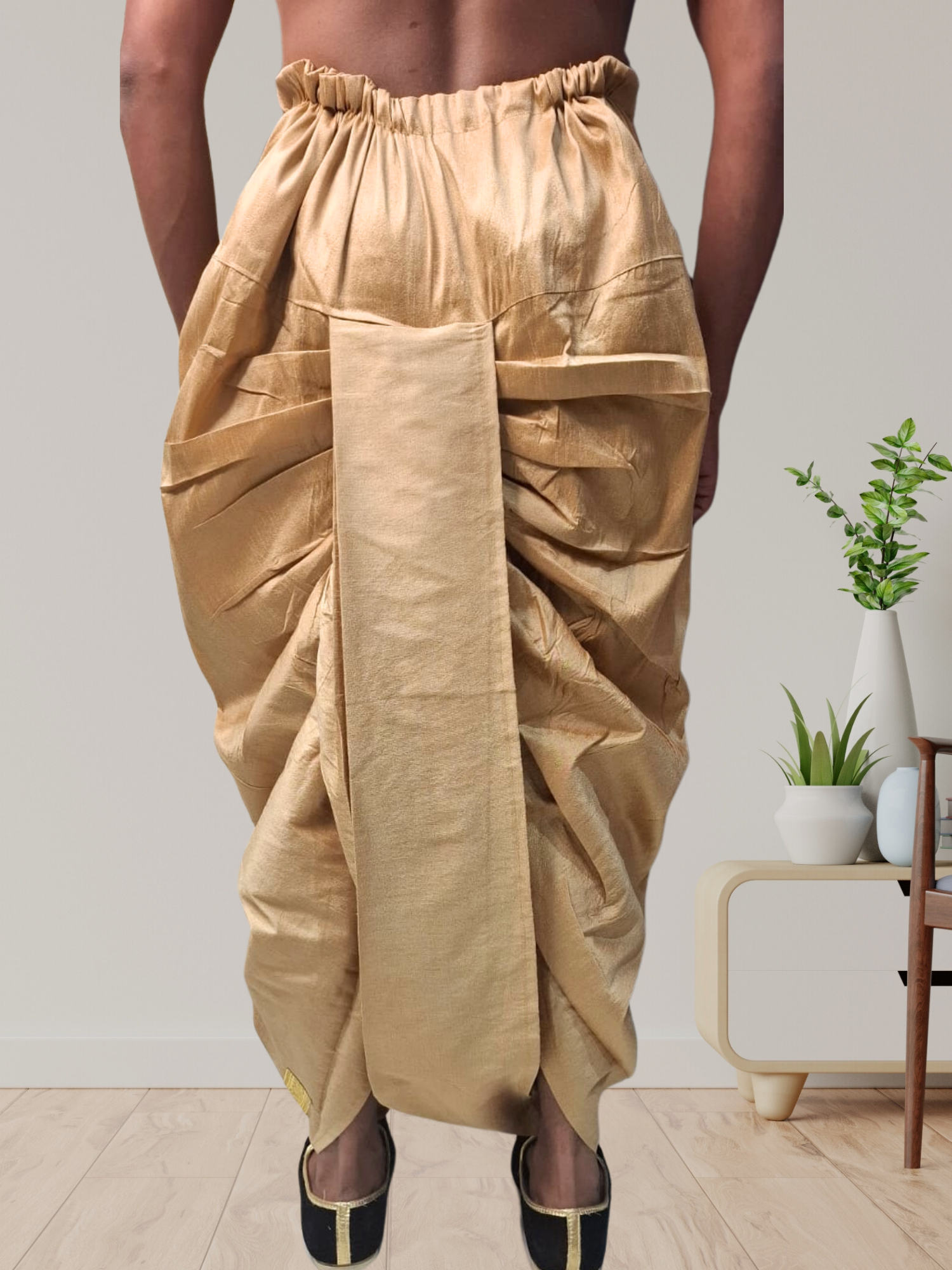 Barn Red Silk Printed Kurta and Matching Dhoti