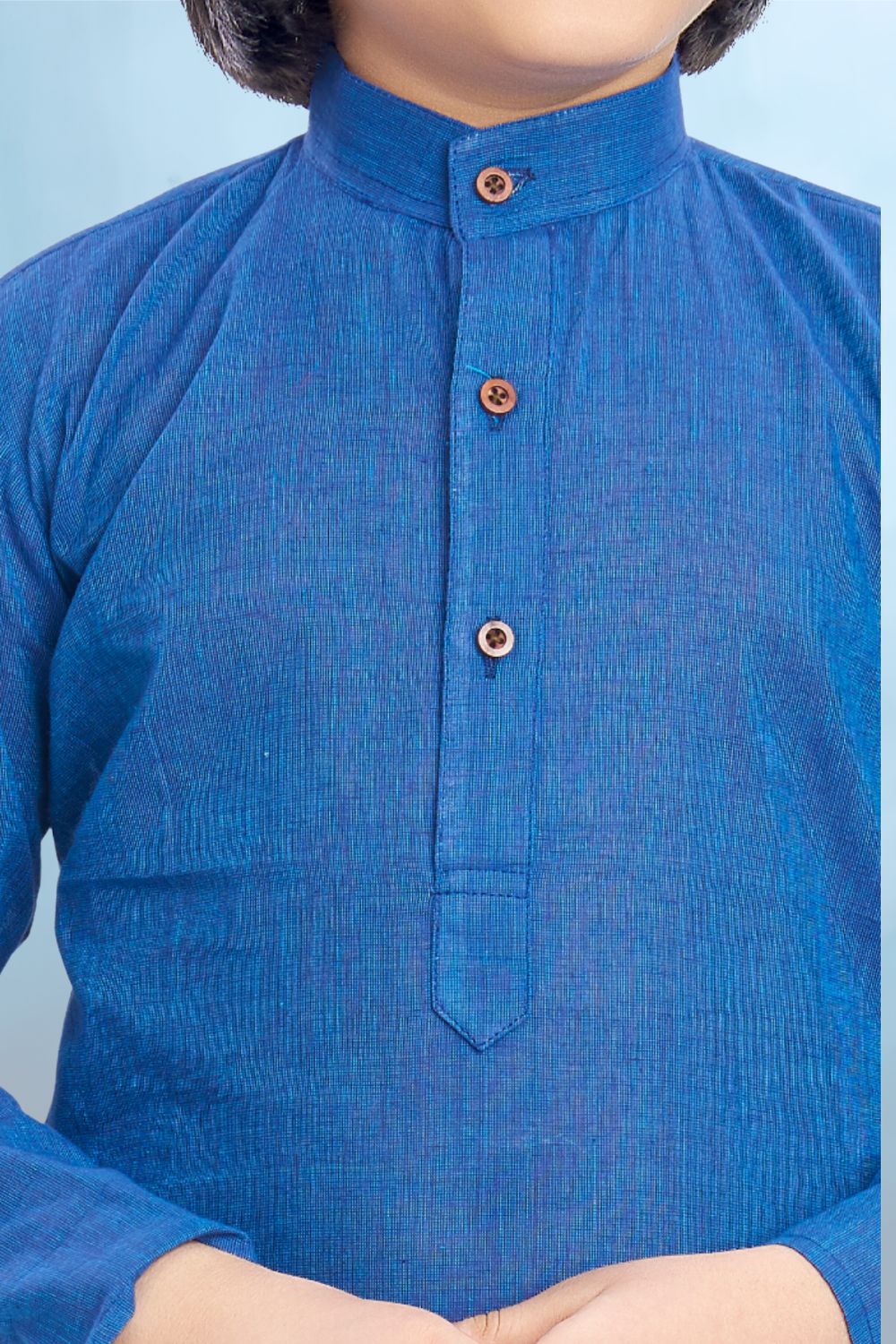 Azure Blue Cotton Kurta Pitambari Dhoti Suit