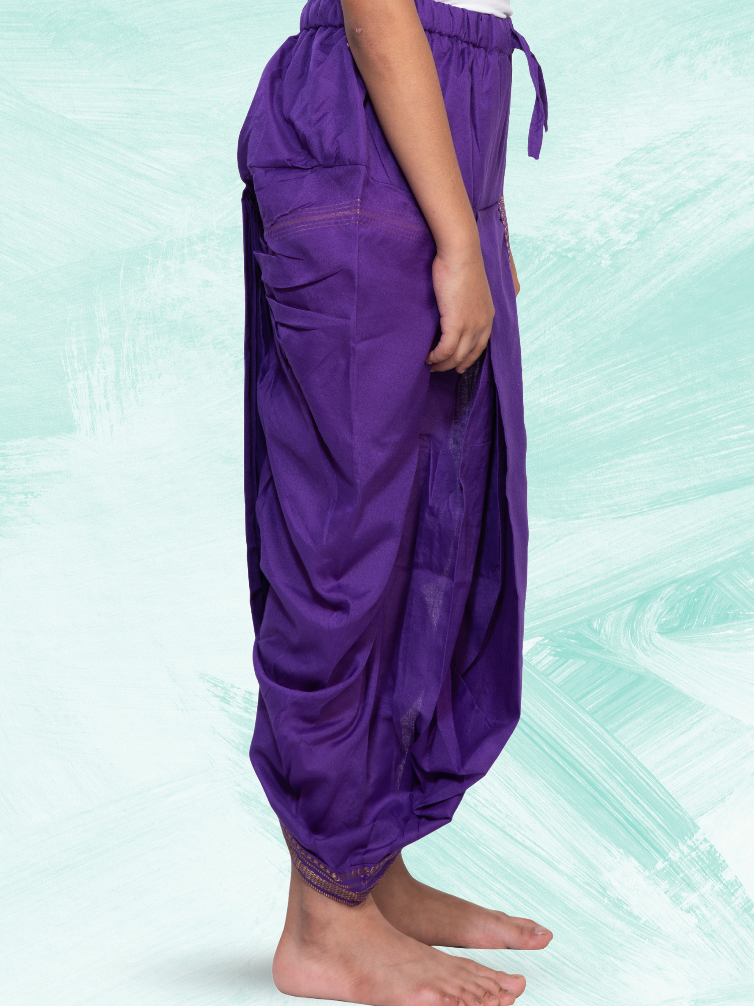 Purple Pitambari Dhoti Ready To Wear Cotton Silk Dhoti