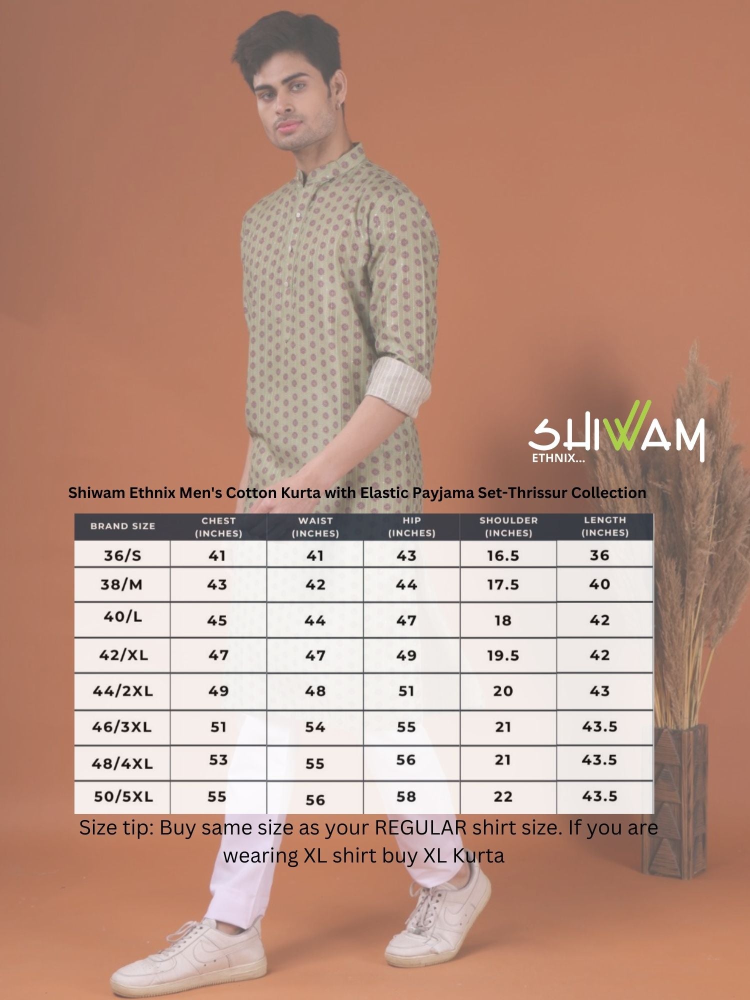 Tropical Green Ikat Print Cotton Silk Kurta Pajama Set