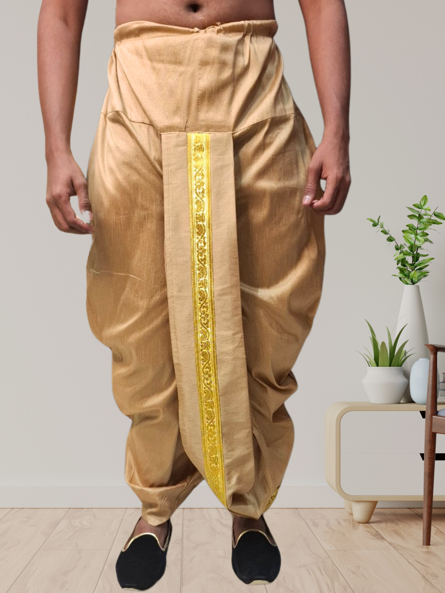 Barn Red Silk Printed Kurta and Matching Dhoti
