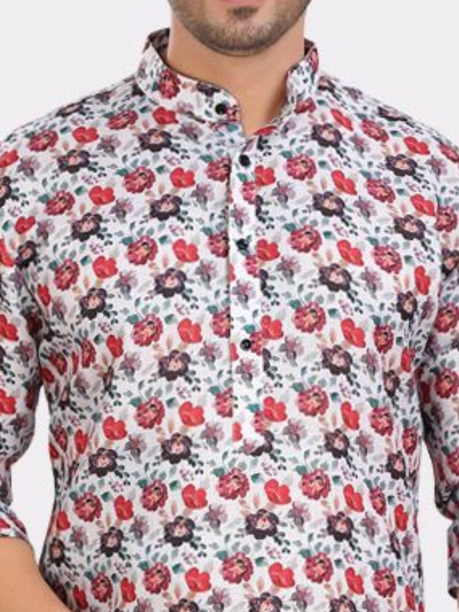Off White Cotton Printed Kurta
