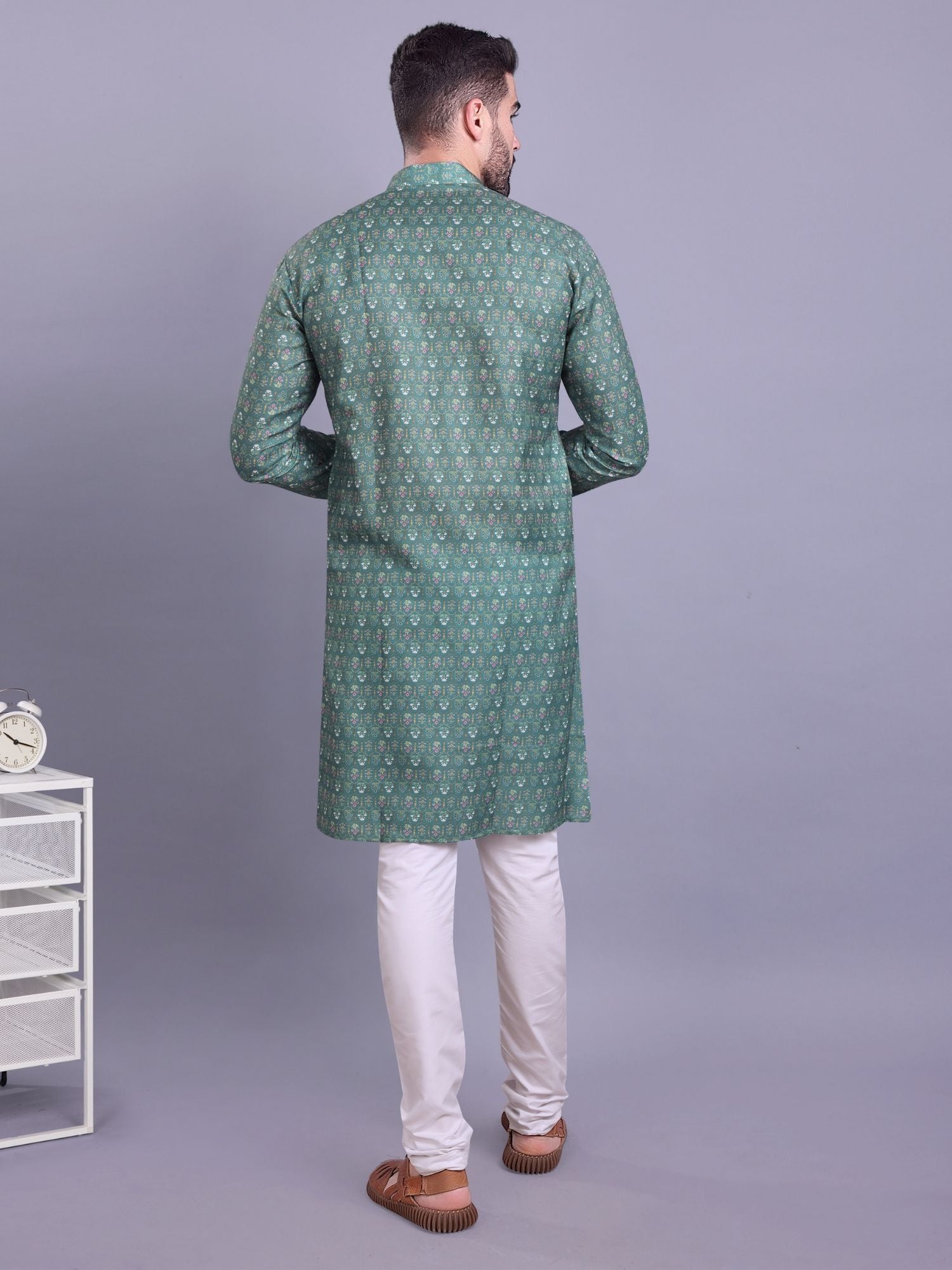 Forest Green Indi Print Cotton Kurta