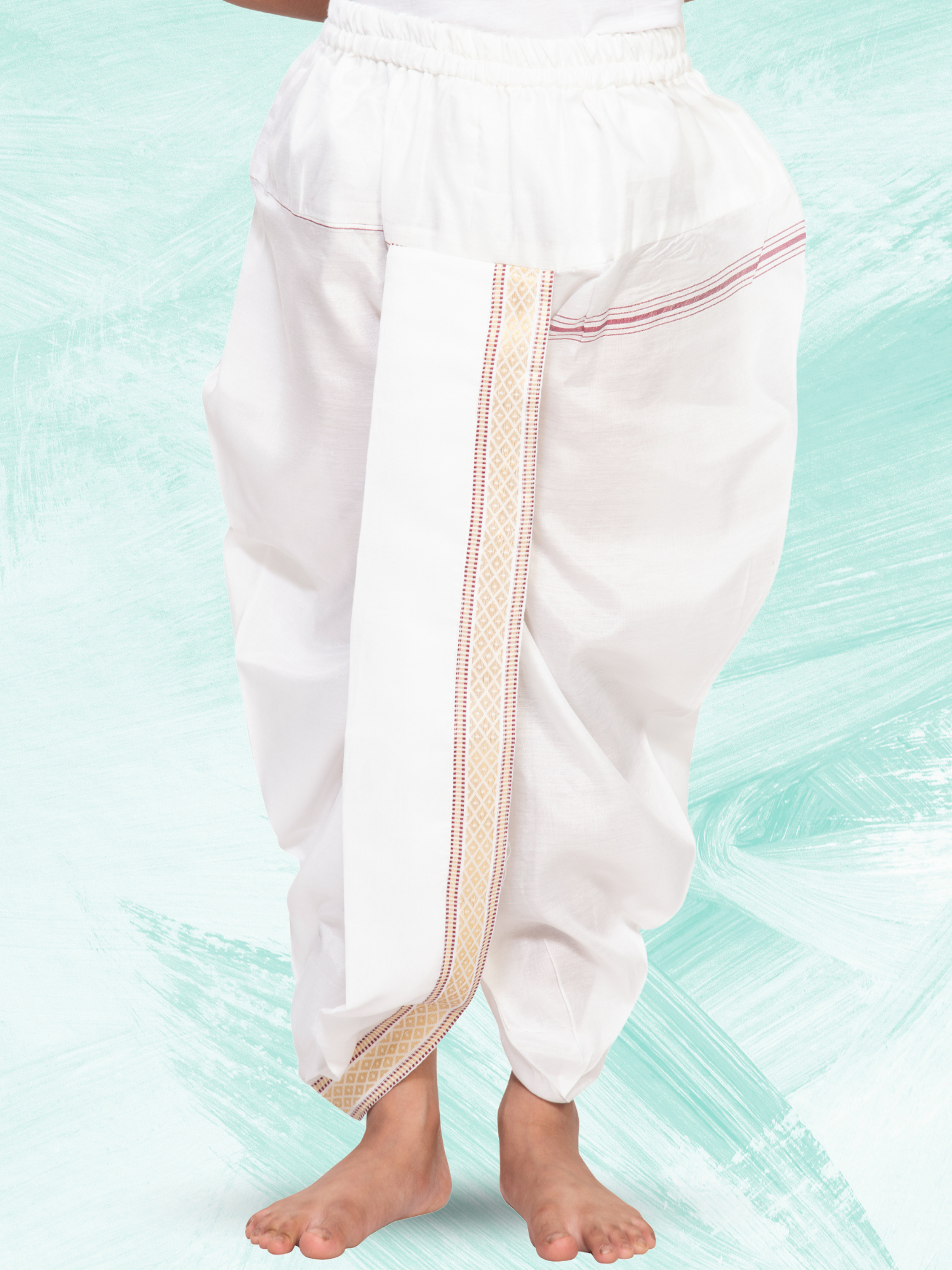 Shine Gold Pitambari Dhoti Ready To Wear Cotton Silk Dhoti
