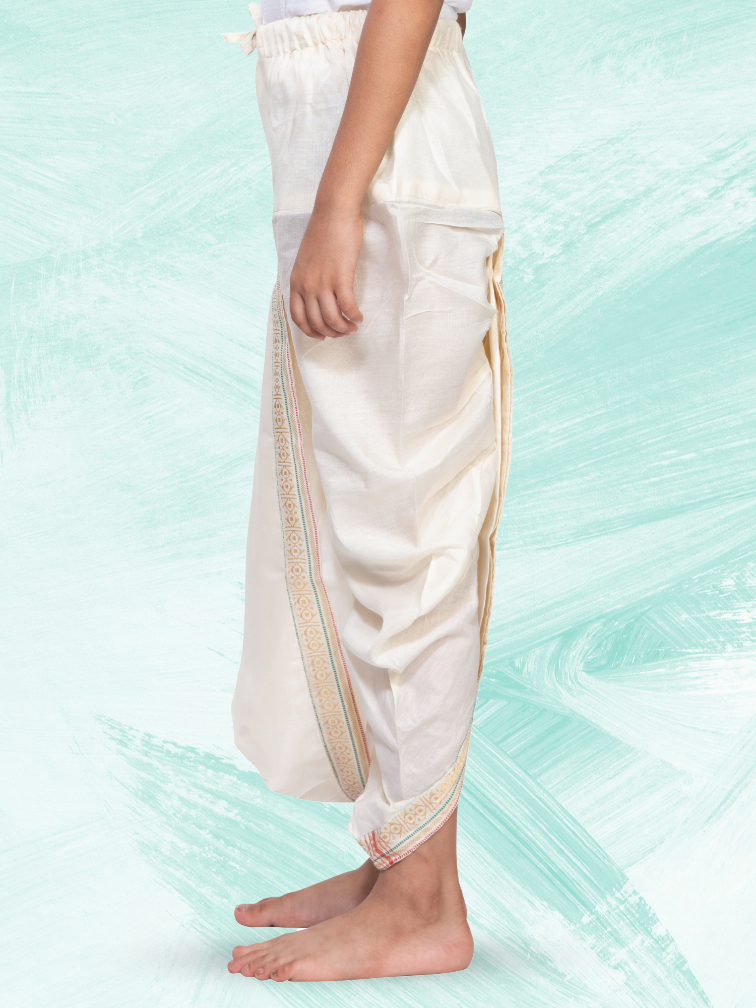 Shine Gold Pitambari Dhoti Ready To Wear Cotton Silk Dhoti
