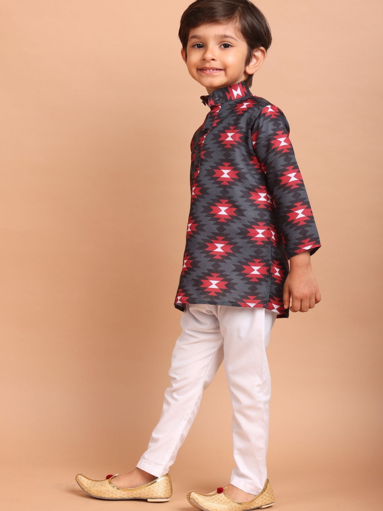 Jade Black Cotton Printed Kurta Top