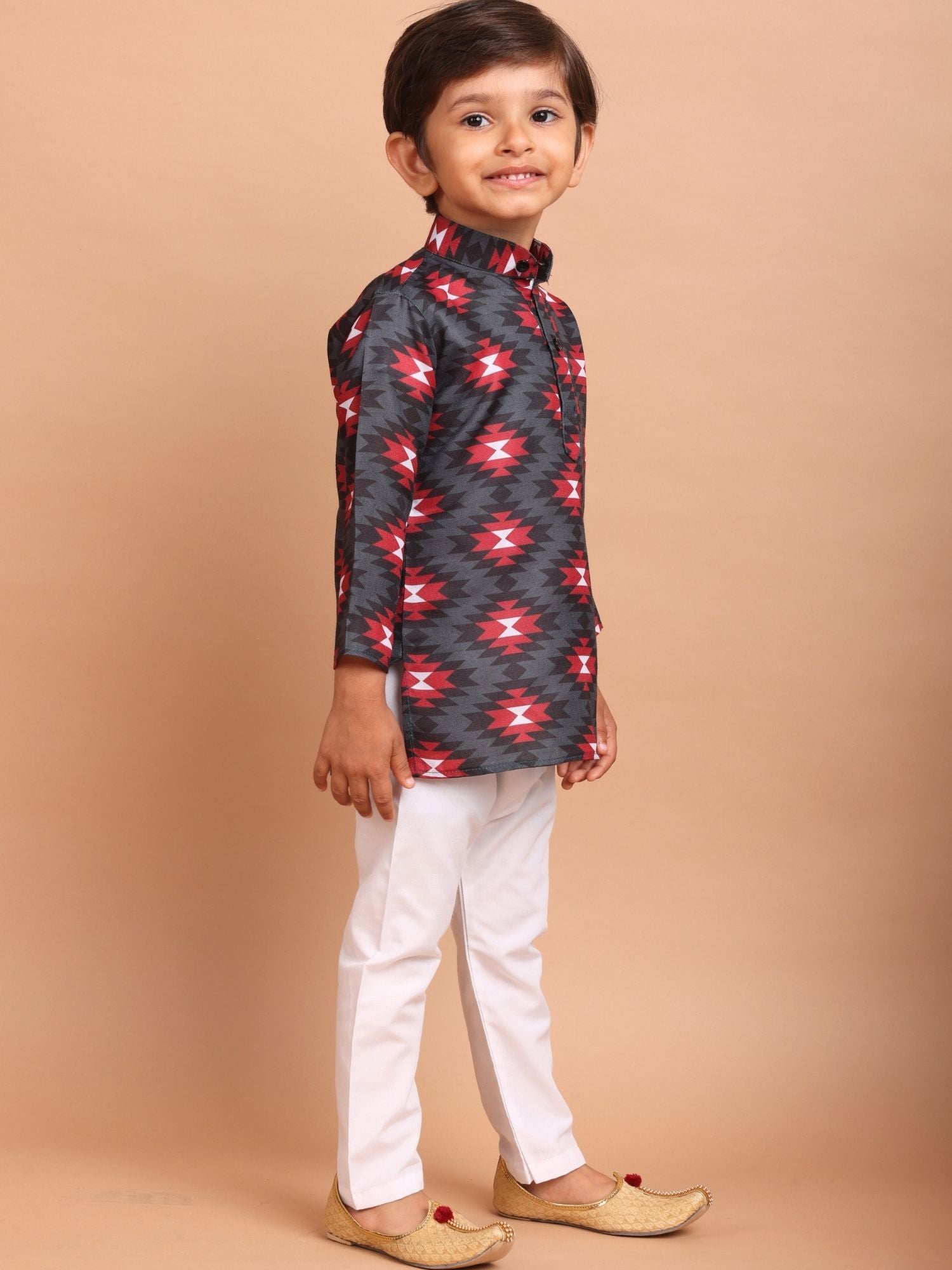 Jade Black Cotton Printed Kurta Top