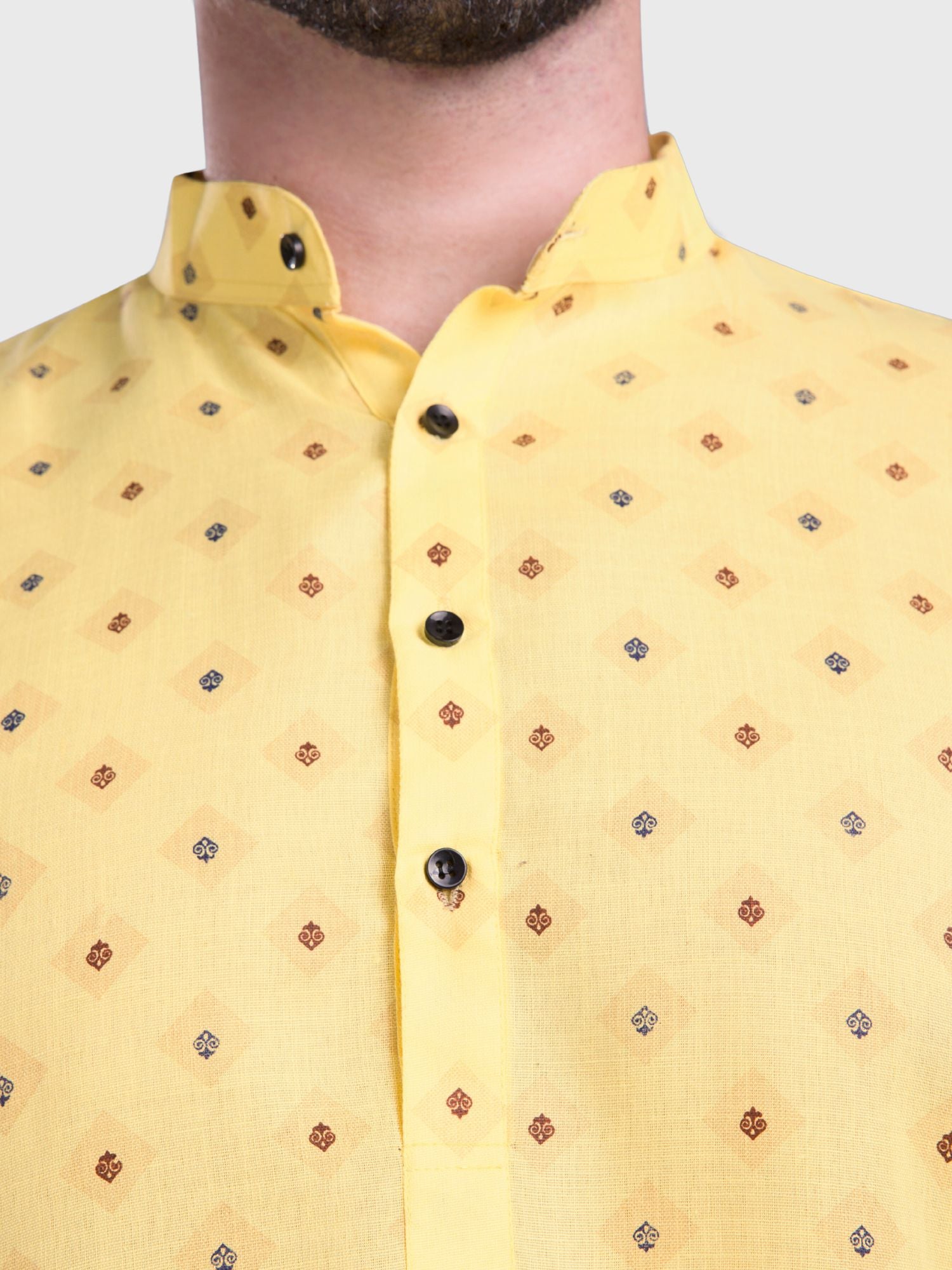 Shine Of Yellow Hloom Printed Cotton Kurta