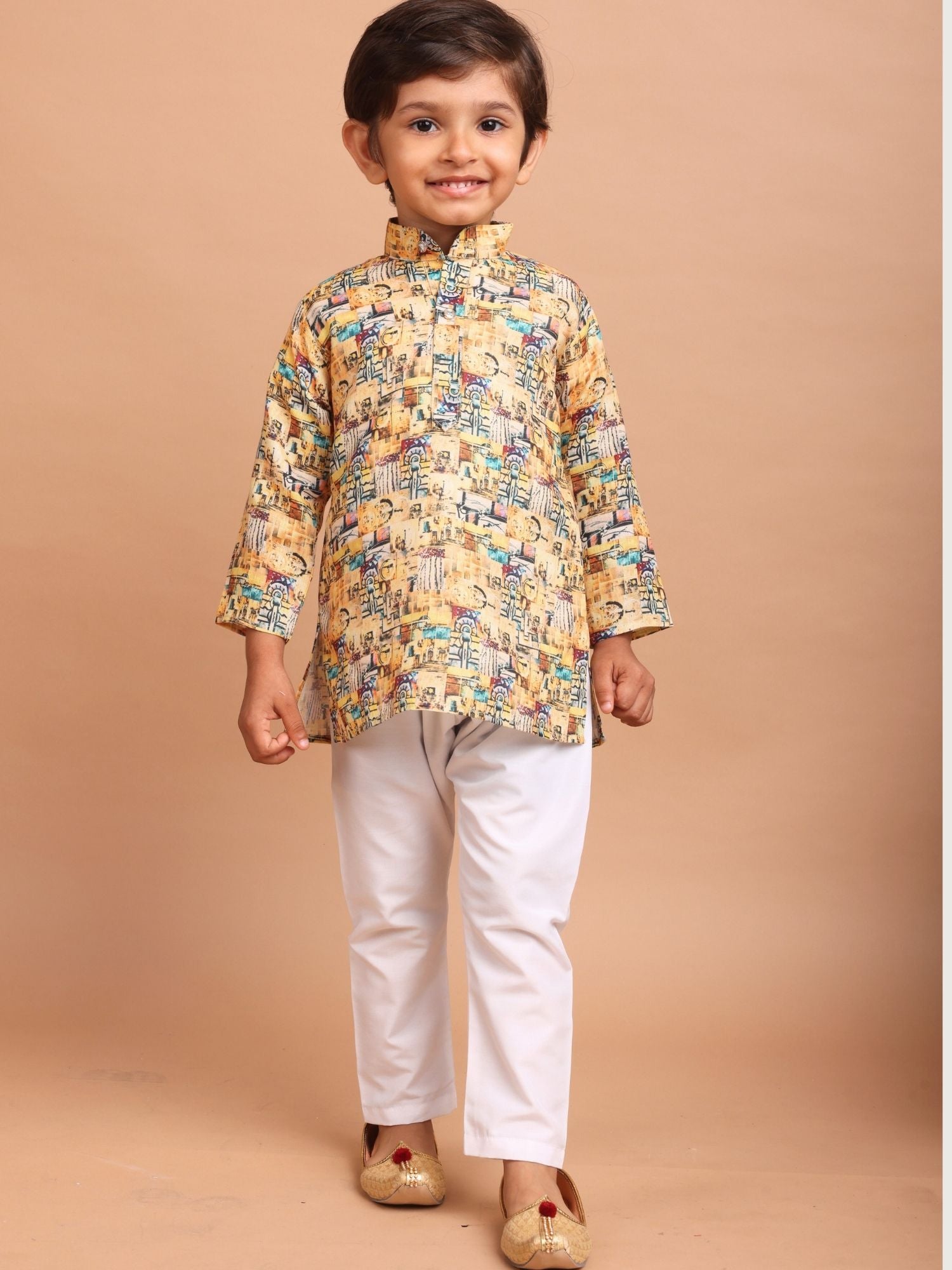 Shine Of Yellow Cotton Printed Kurta Top