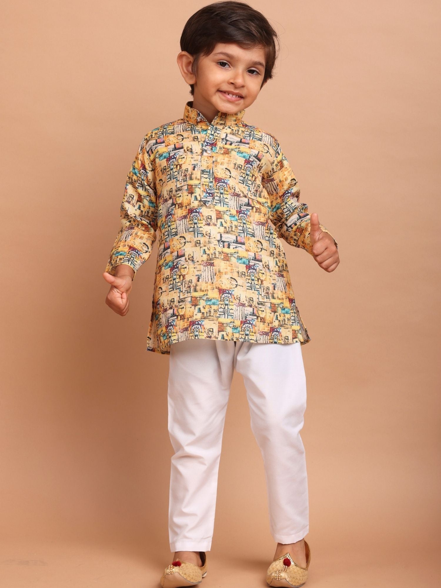 Shine Of Yellow Cotton Printed Kurta Top