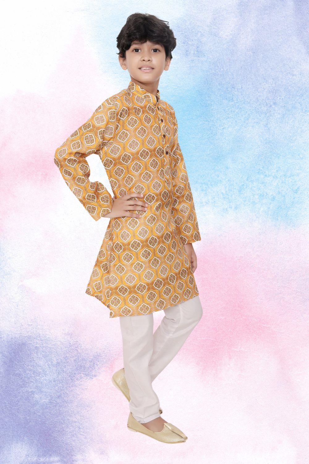 Sunshine Yellow Indi Print Cotton Kurta