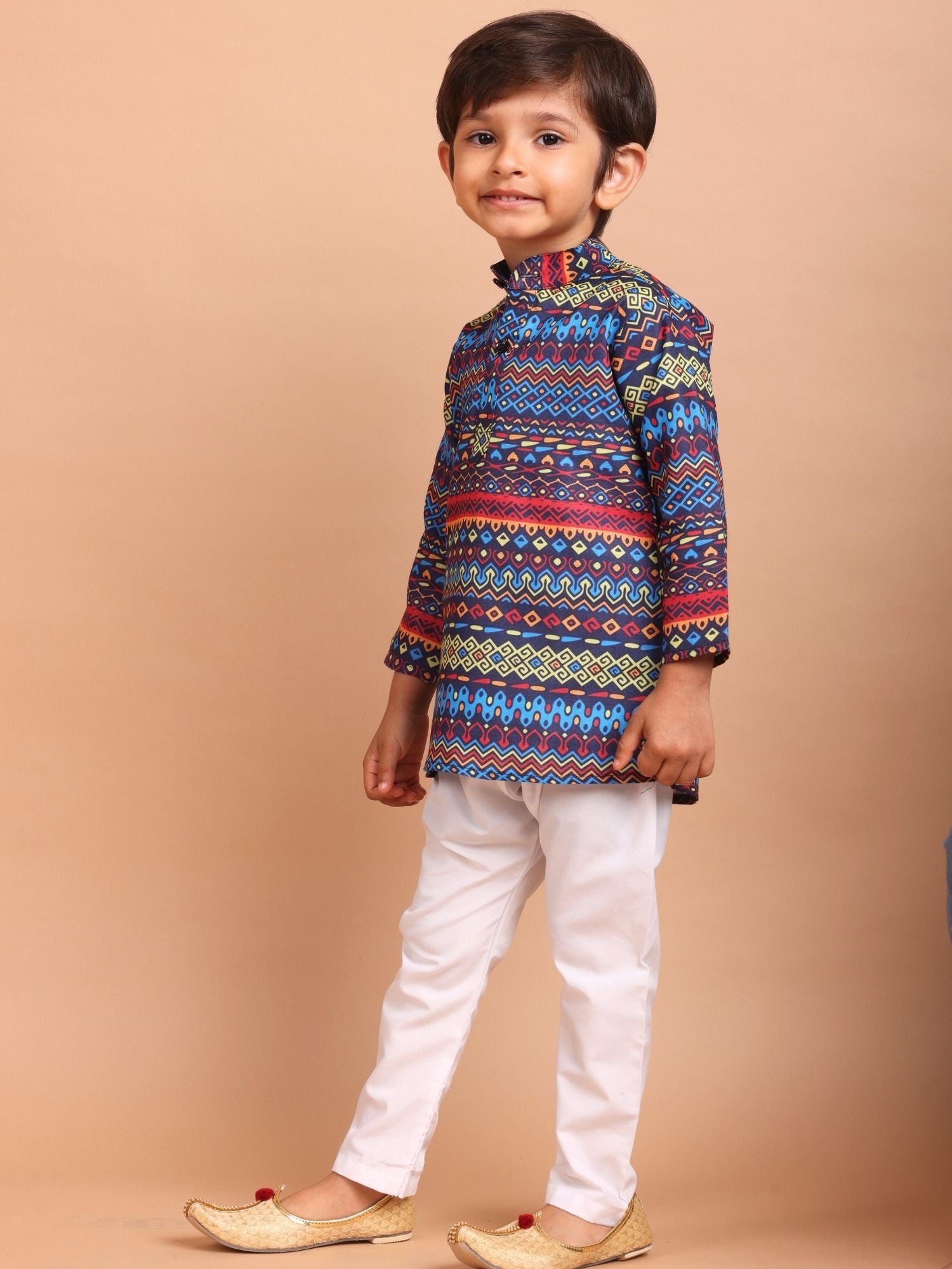 Azure Blue Cotton Printed Kurta Top