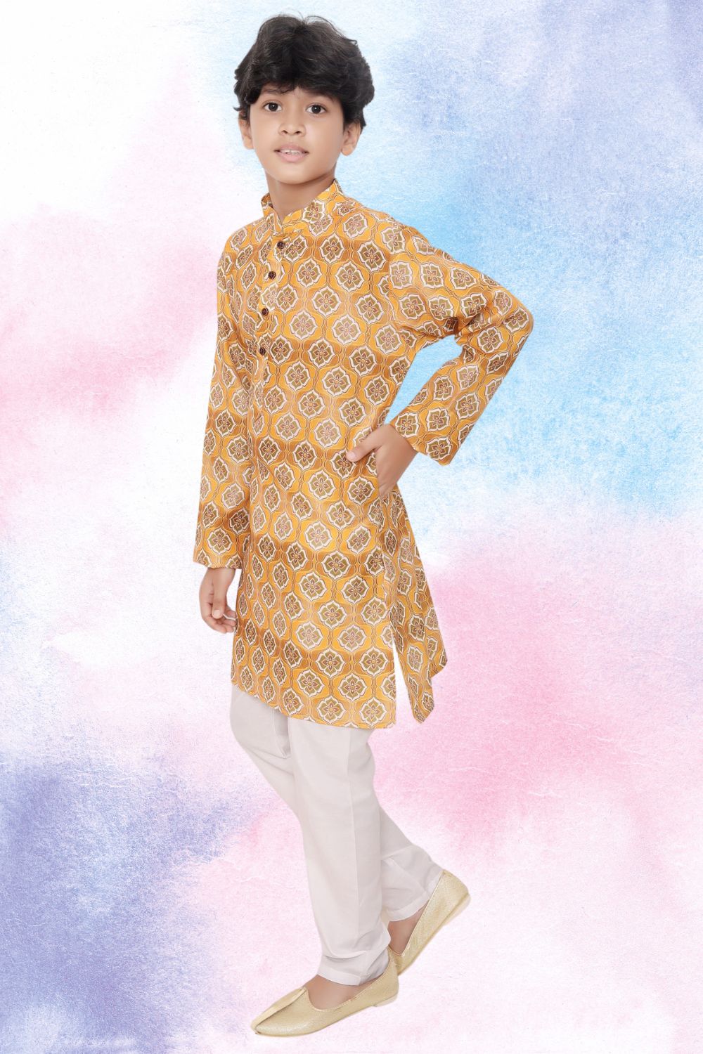 Sunshine Yellow Indi Print Cotton Kurta