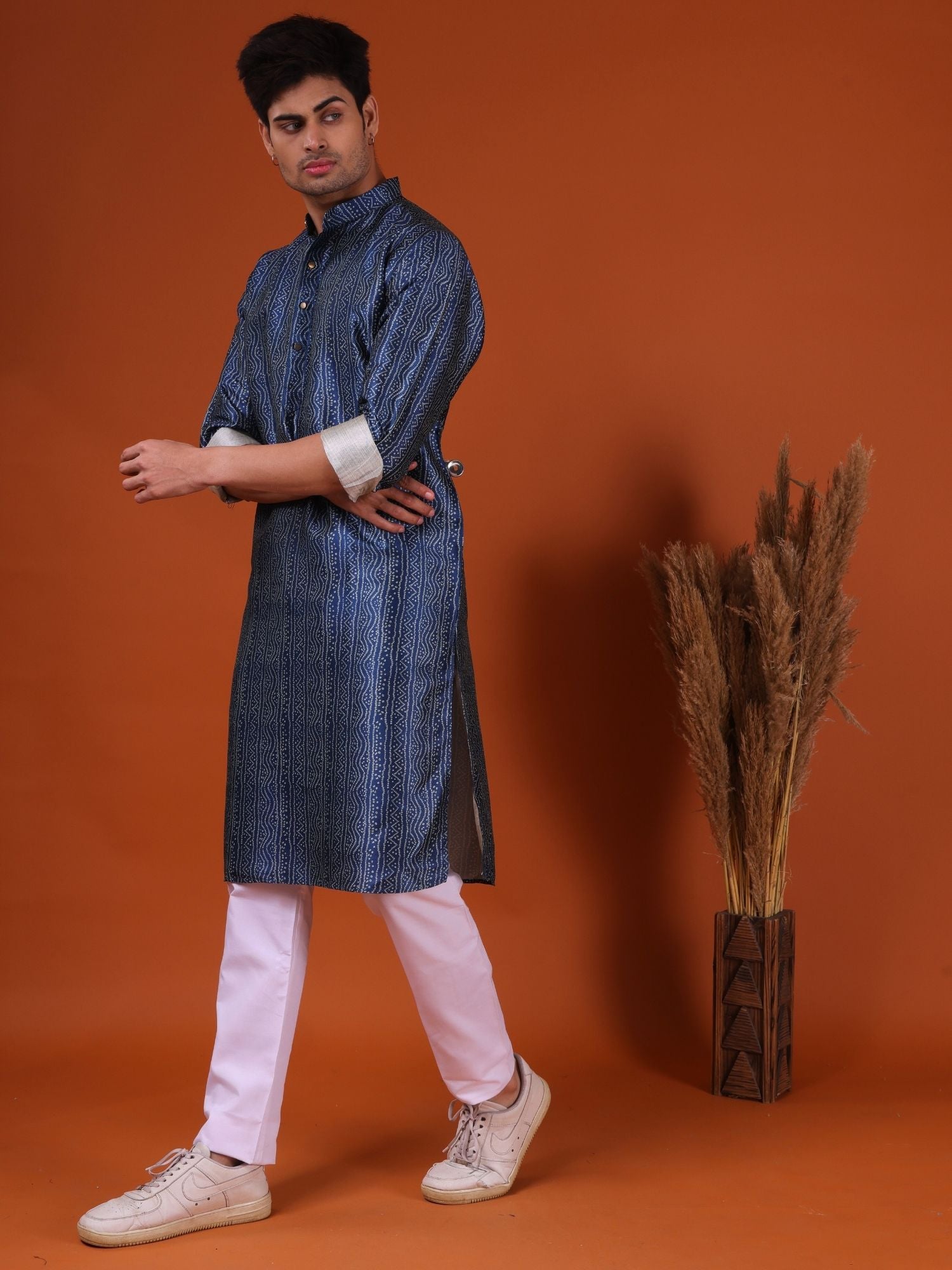 Iris Blue Bandhani Pattern Cotton Kurta