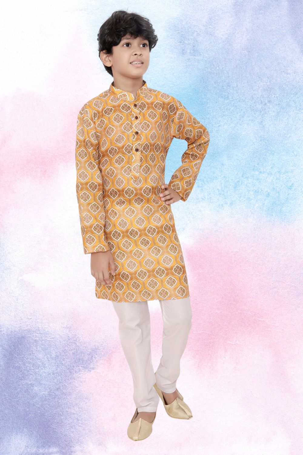 Sunshine Yellow Indi Print Cotton Kurta