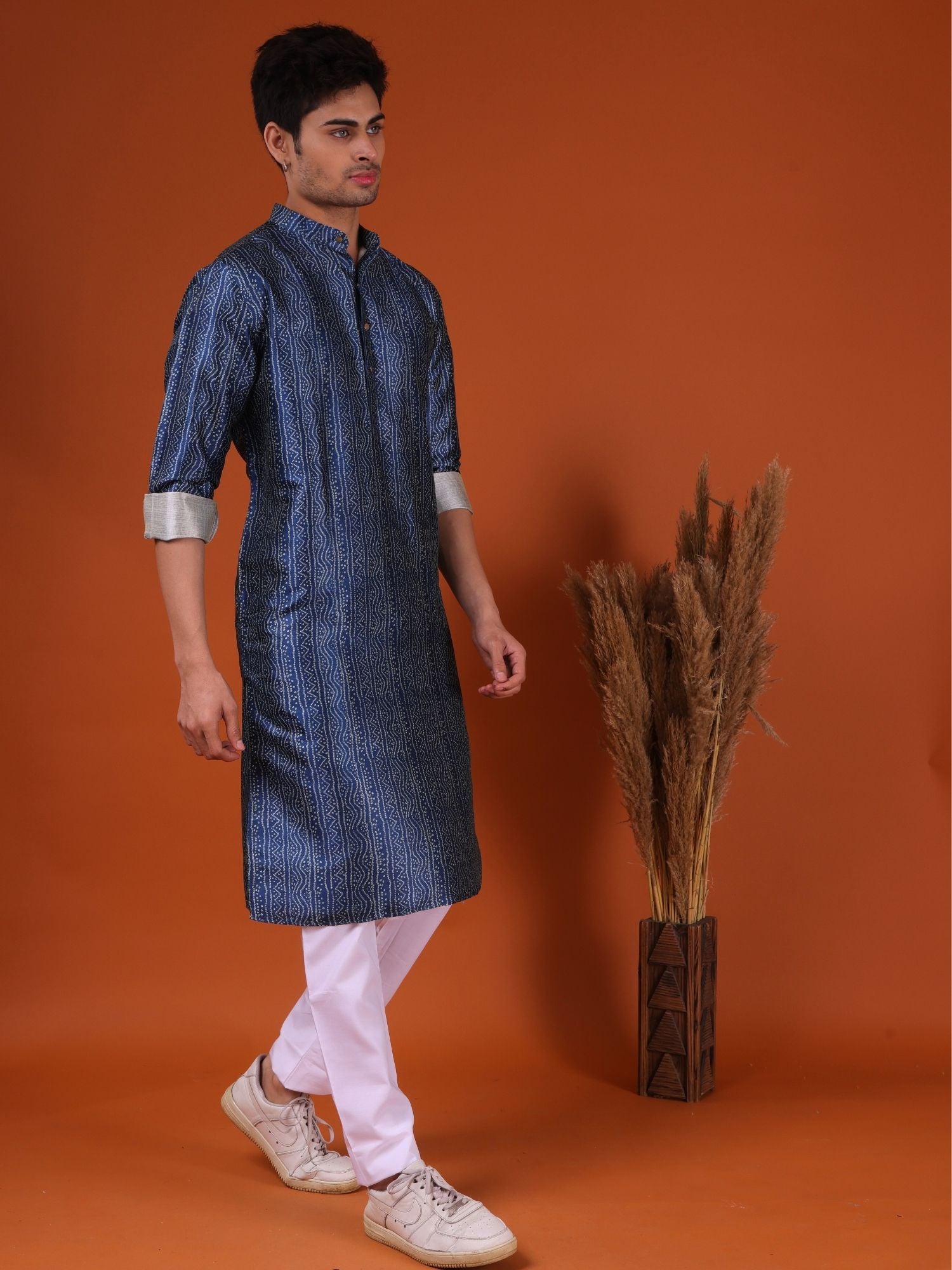 Iris Blue Bandhani Pattern Cotton Kurta