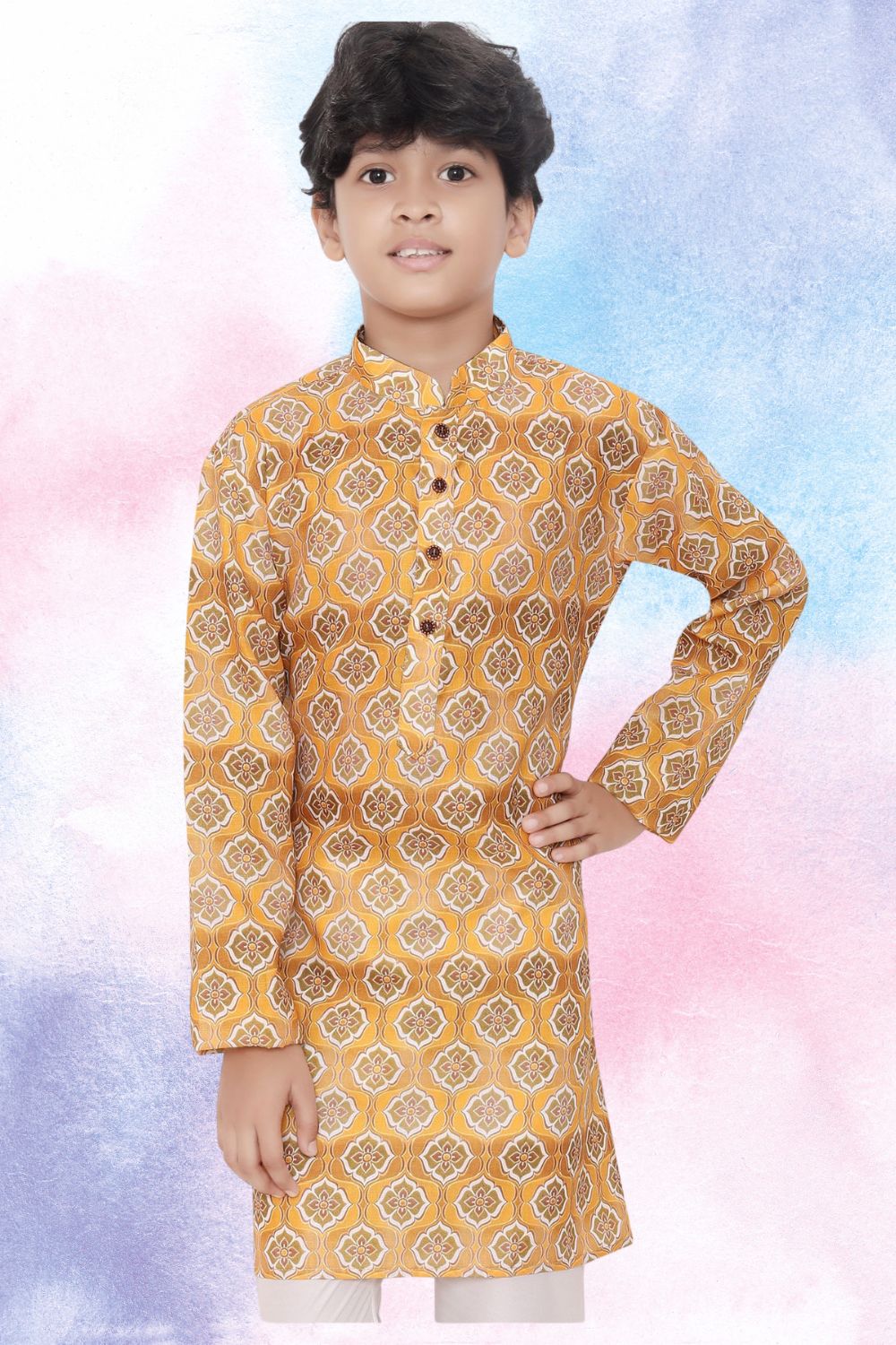 Sunshine Yellow Indi Print Cotton Kurta