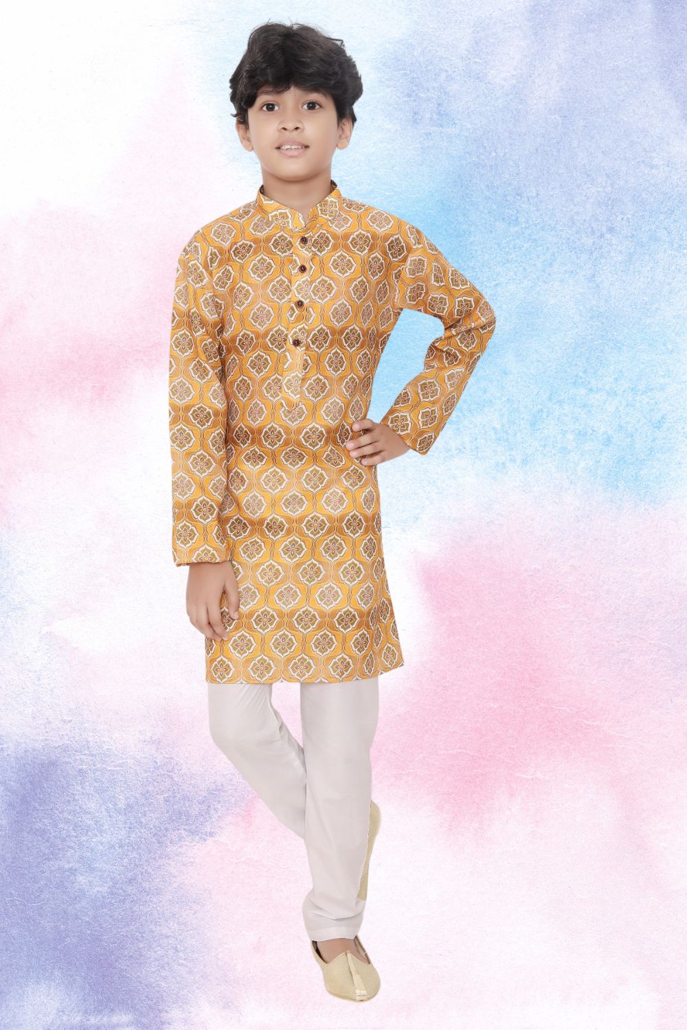 Sunshine Yellow Indi Print Cotton Kurta
