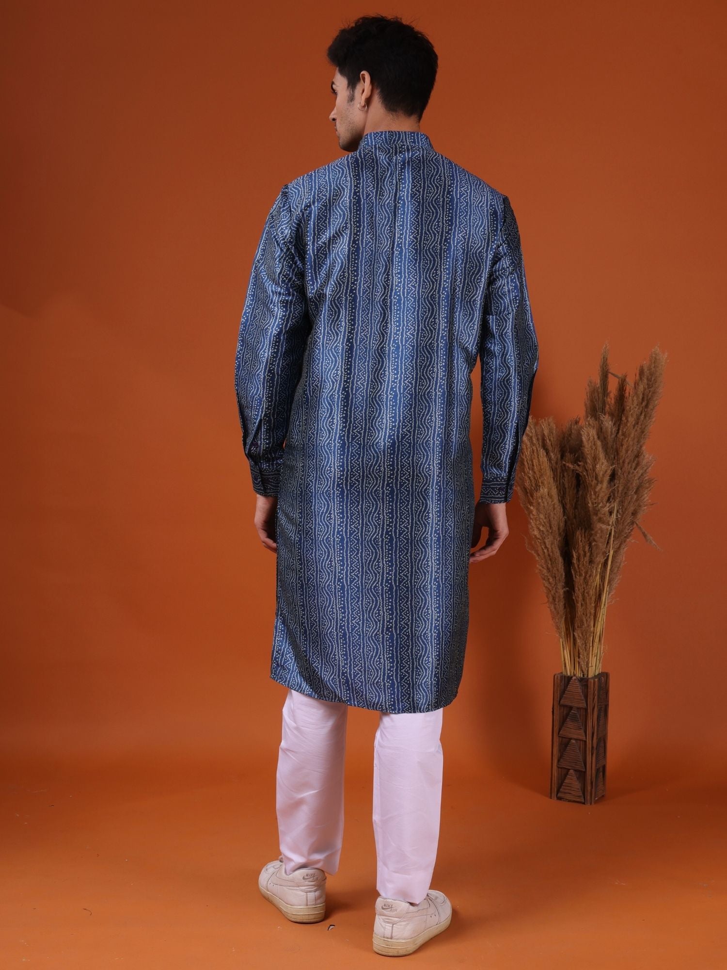 Iris Blue Bandhani Pattern Cotton Kurta