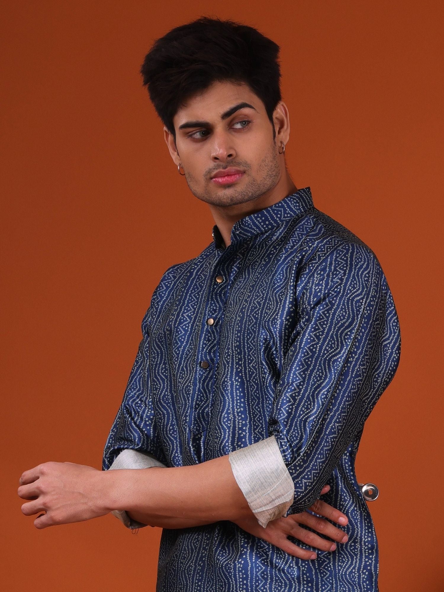 Iris Blue Bandhani Pattern Cotton Kurta