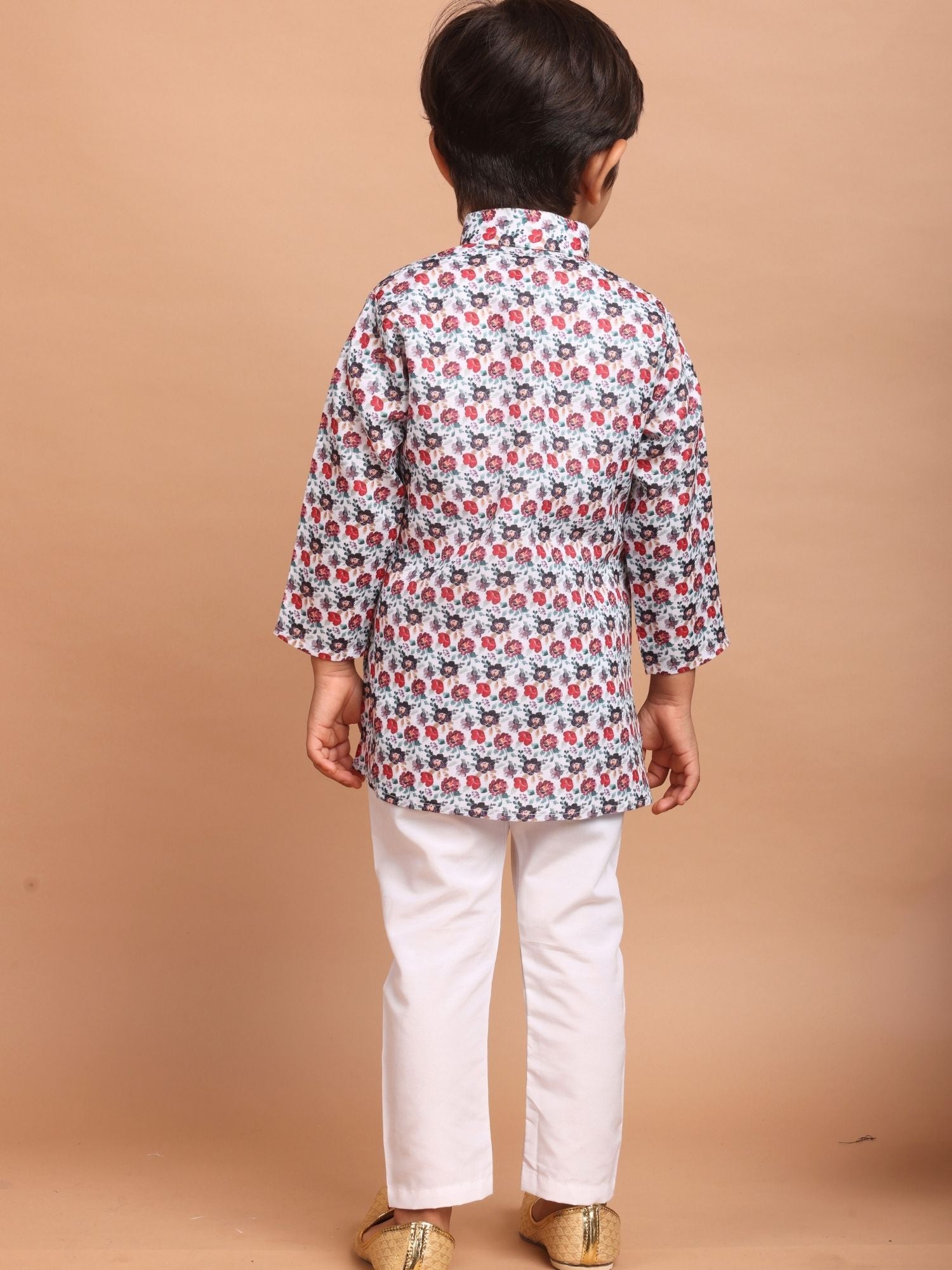 Perl White Cotton Printed Kurta Top