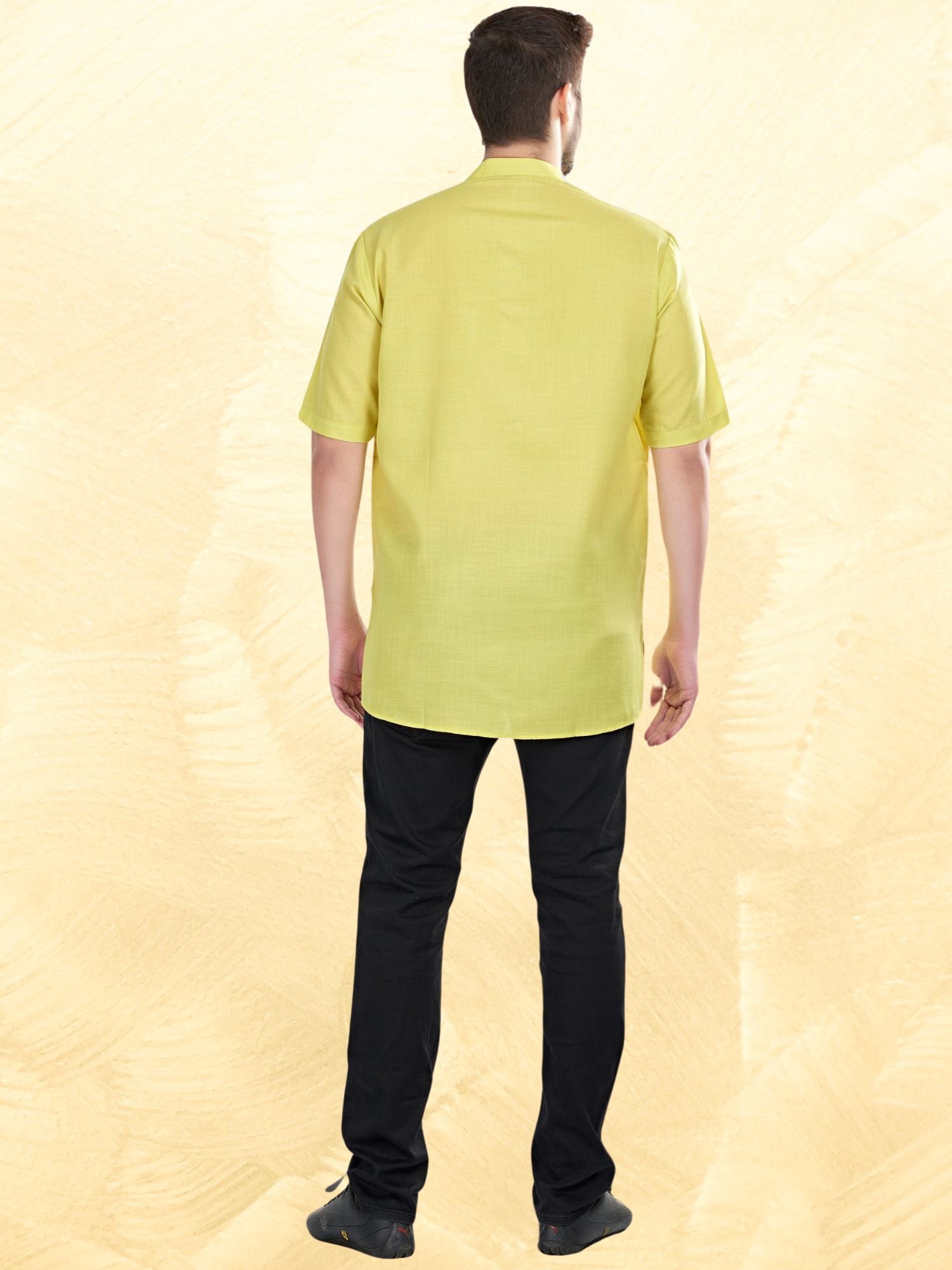 Tropical Green Solid Short Sleeves Casual Short Kurta