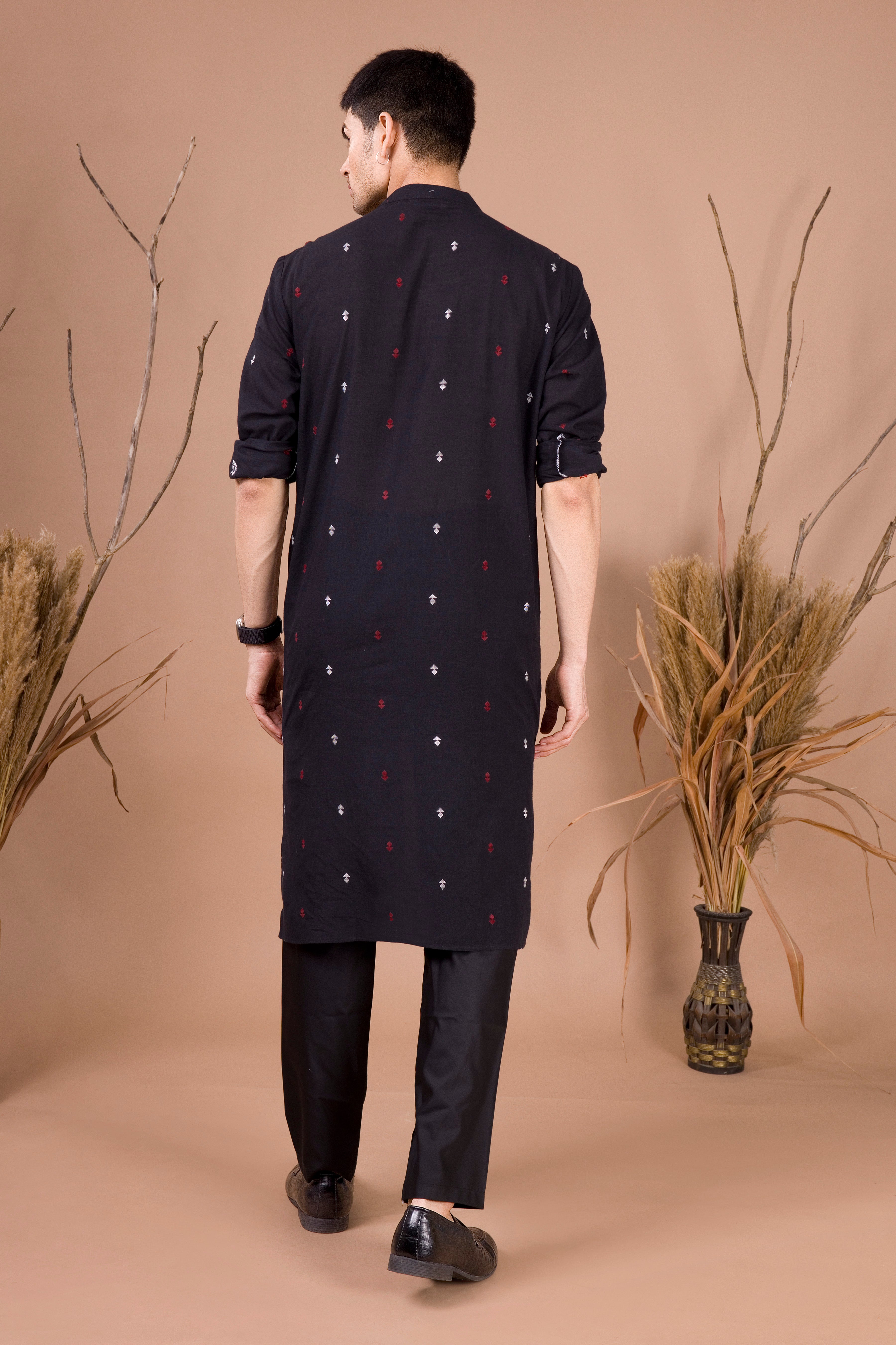Jade Black Printed Cotton Kurta Top
