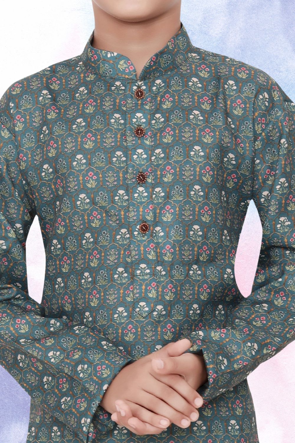 Tropical Green Indi Print Cotton Kurta Pajama Suit