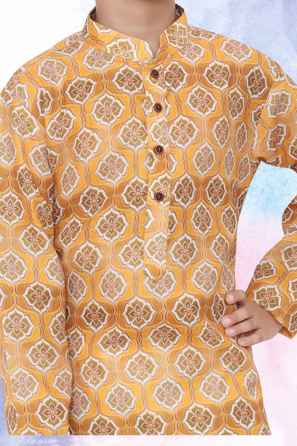 Sunshine Yellow Indi Print Cotton Kurta