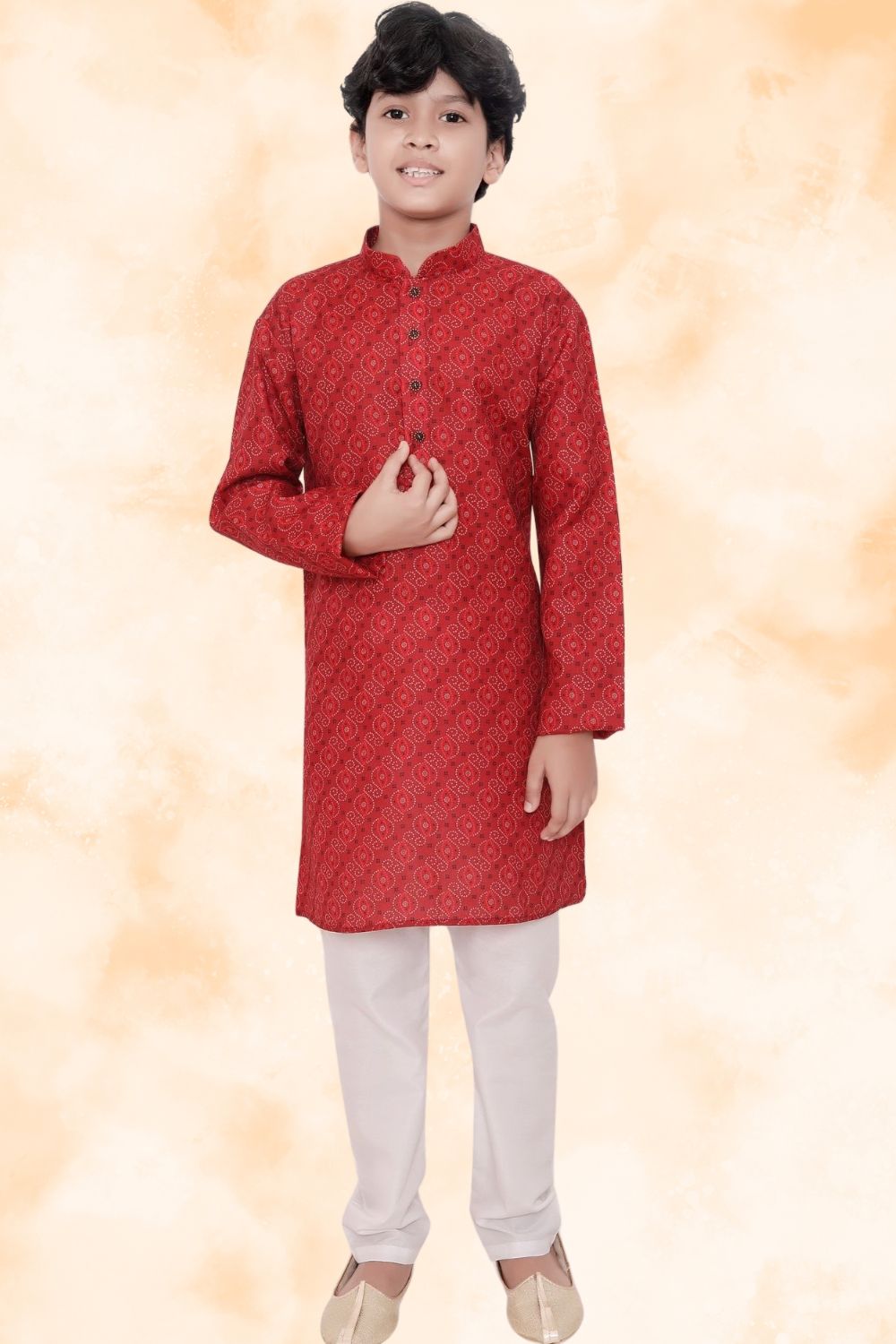 Barn Red Hloom Printed Cotton Kurta