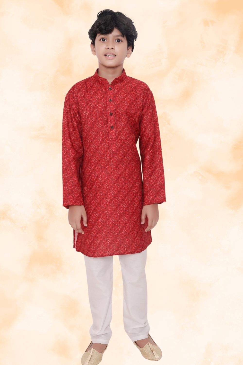 Barn Red Hloom Printed Cotton Kurta