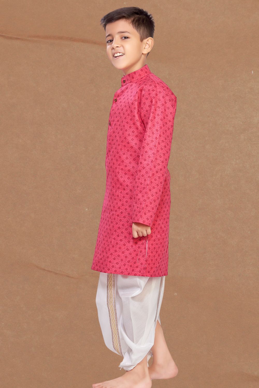 Persion Pink Printed Kurta Pitambari Dhoti Suit