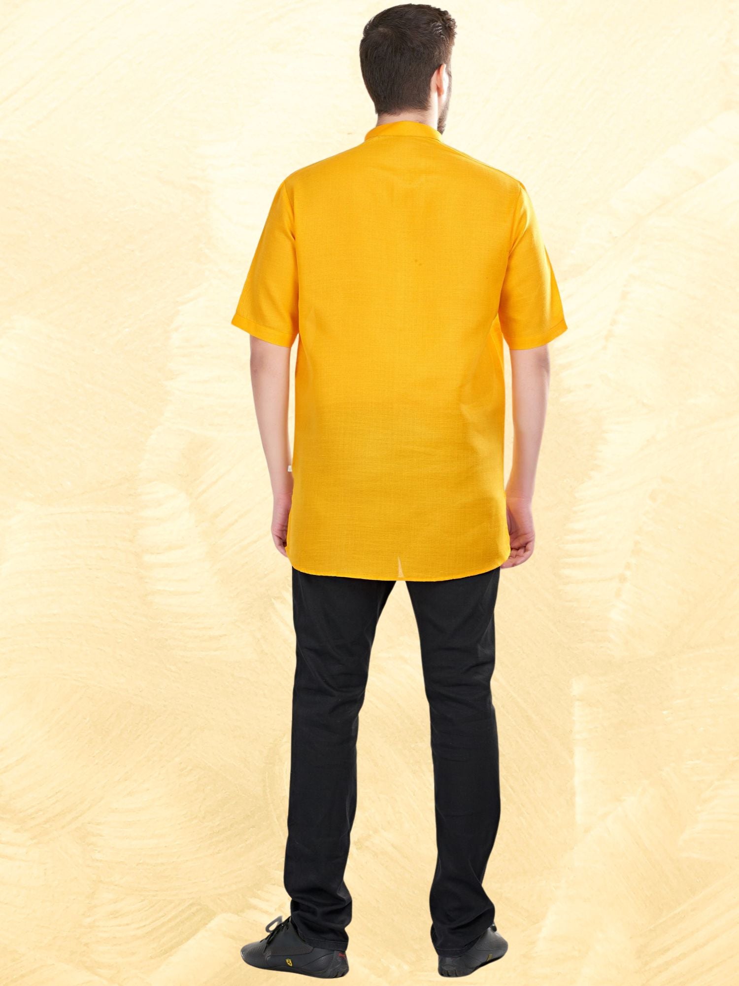 Sun Shine Yellow Solid Short Sleeves Casual Short Kurta