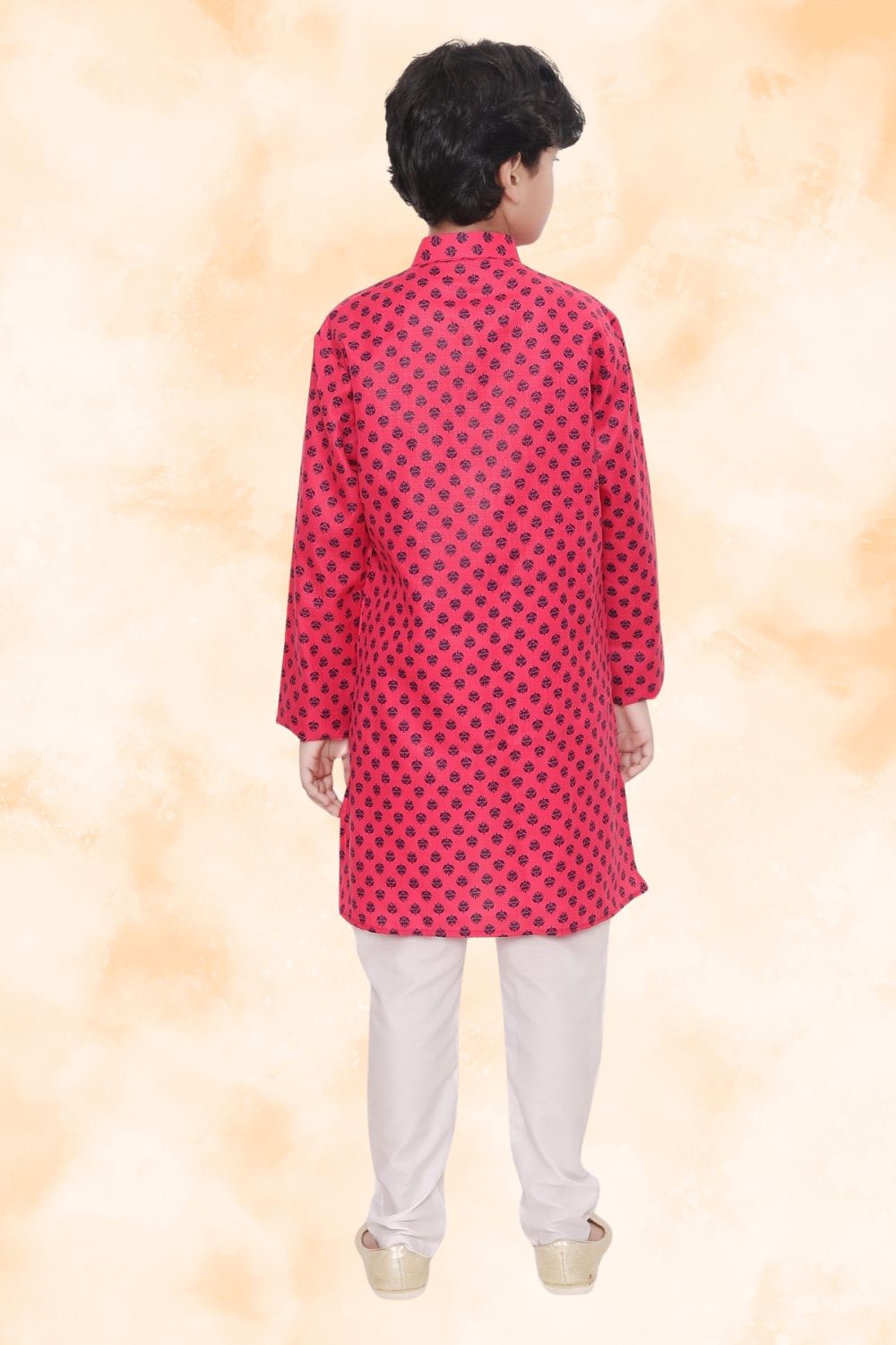 Persion Pink Hloom Printed Cotton Kurta Pajama Suit