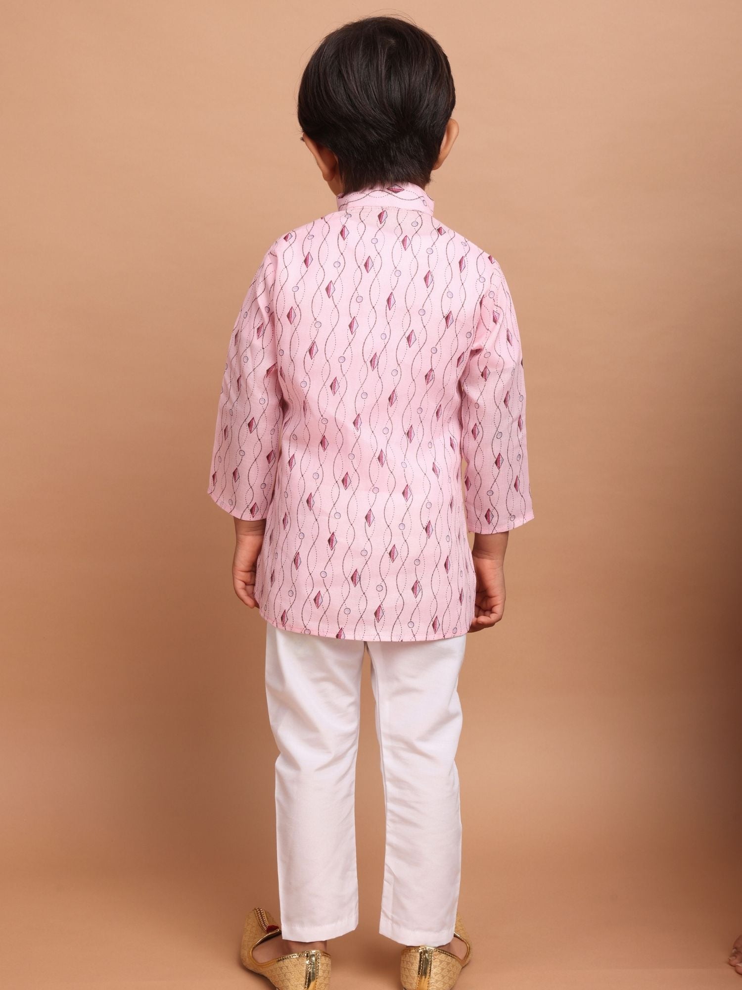 Persian Pink Long Sleeves Cotton Printed Kurta Top